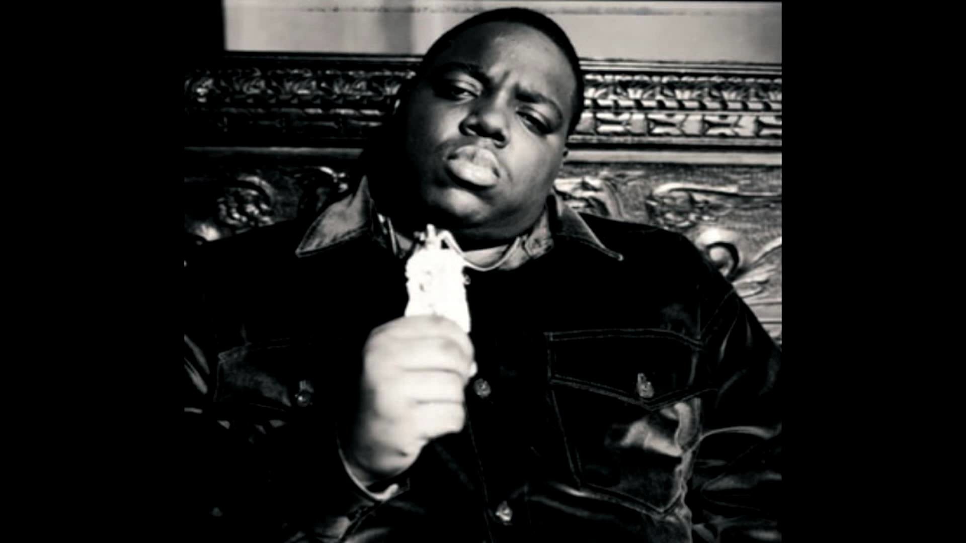 The Notorious B.I.G., Christopher Wallace, Black and white, Close-up, Full HD laptop wallpaper