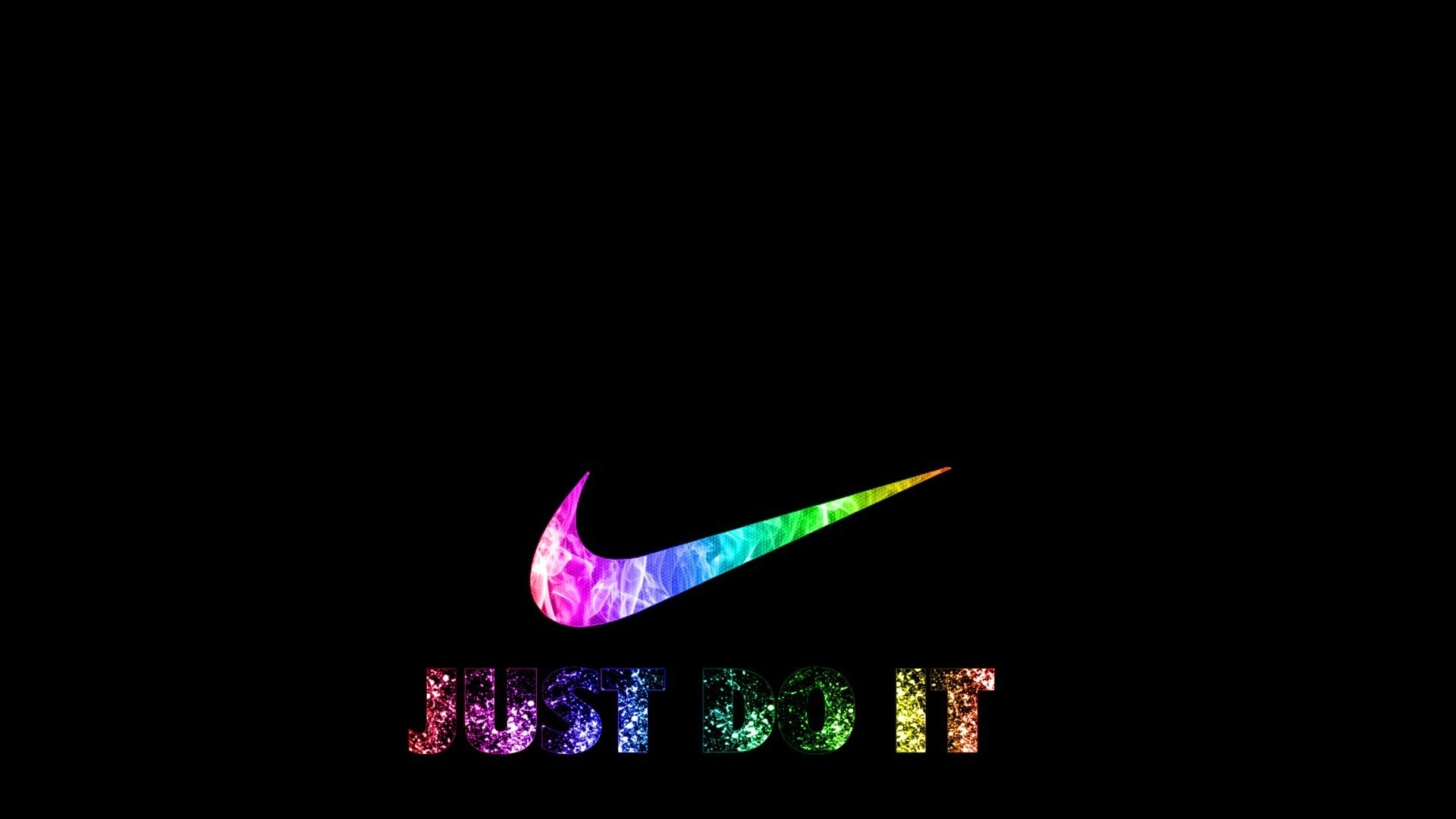 Nike Swoosh, Just Do It, Rainbow, Black background, 16:9 Full HD, widescreen wallpaper