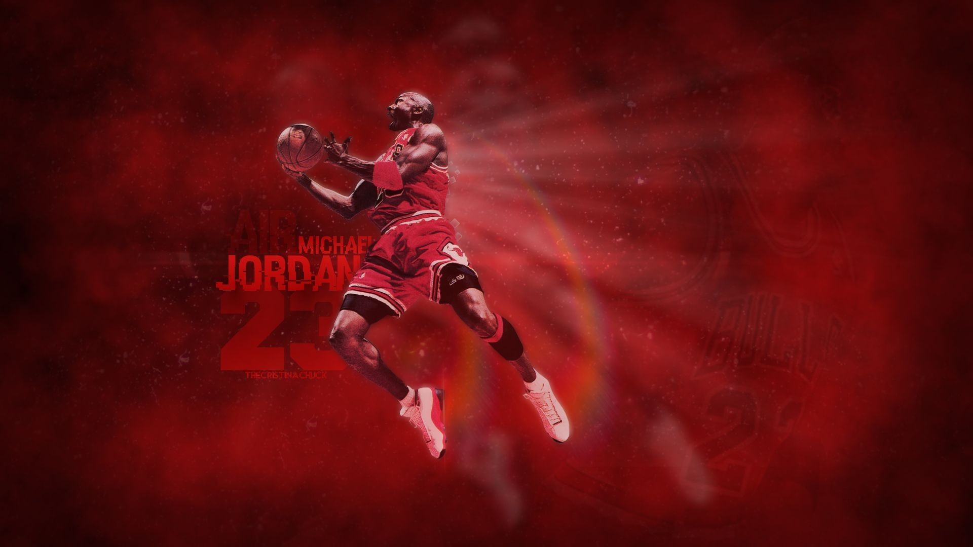 Michael Jordan, Chicago Bulls, Jump shot, Red, Full HD 1080p, desktop wallpaper