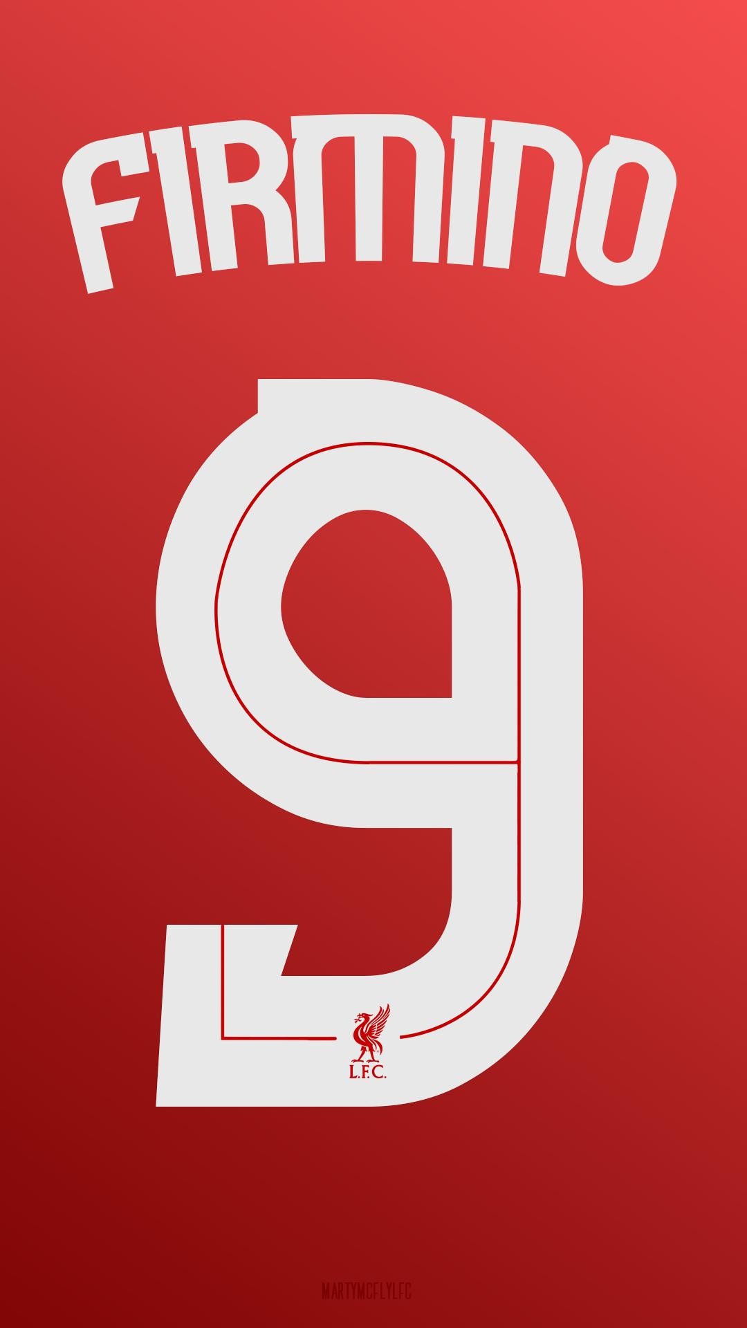 Roberto Firmino, Number 9, Liverpool F.C., Shirt print, Red, Full HD, vertical phone wallpaper