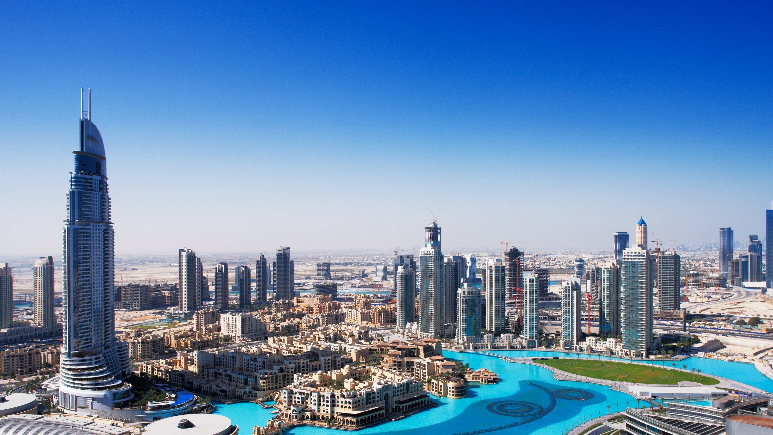 Dubai, Burj Khalifa, Dubai Fountain, Downtown Dubai, 2K 1440p, desktop wallpaper