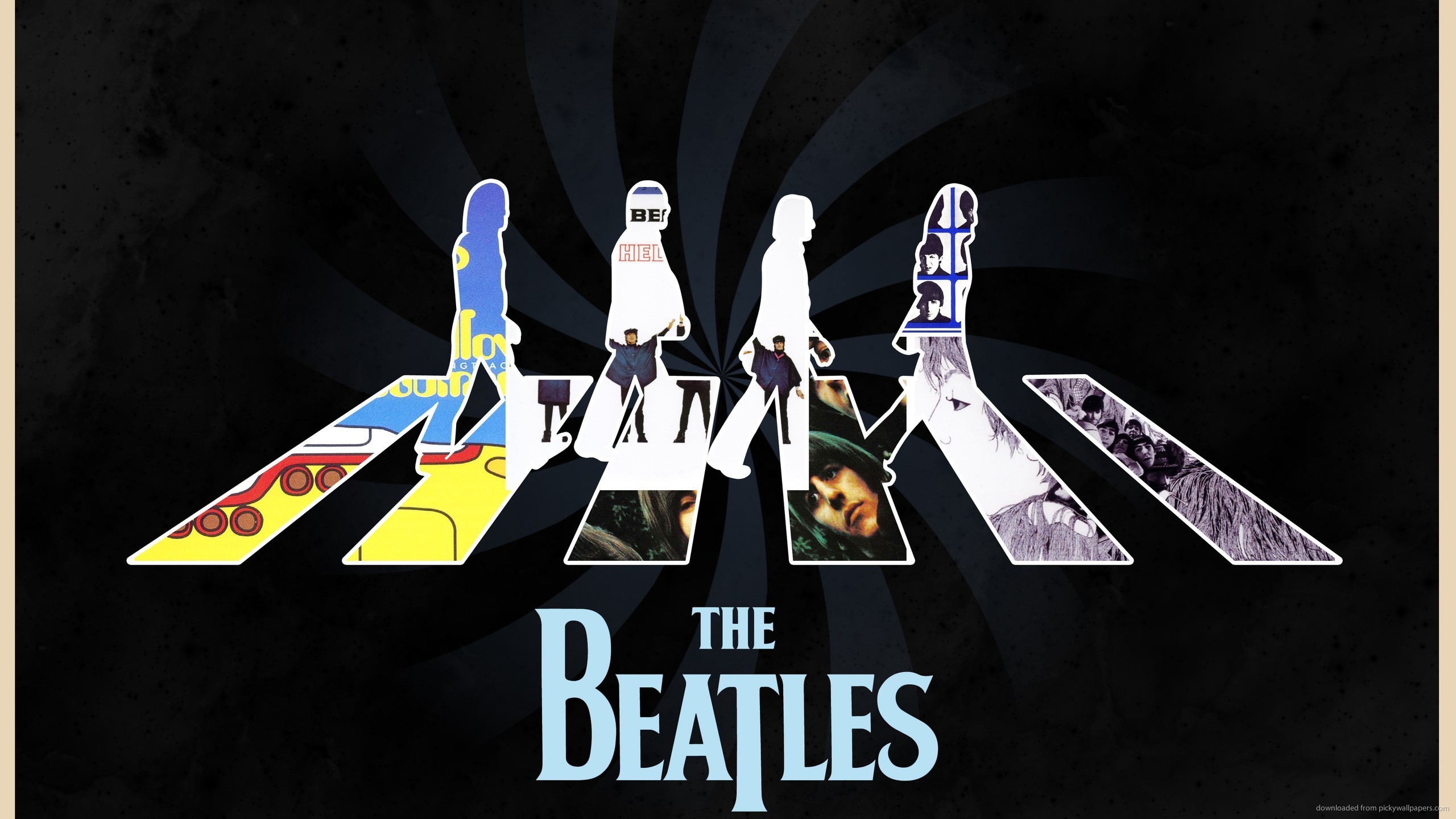 The Beatles, Abbey Road, Silhouettes, Pop art, 2K, desktop wallpaper