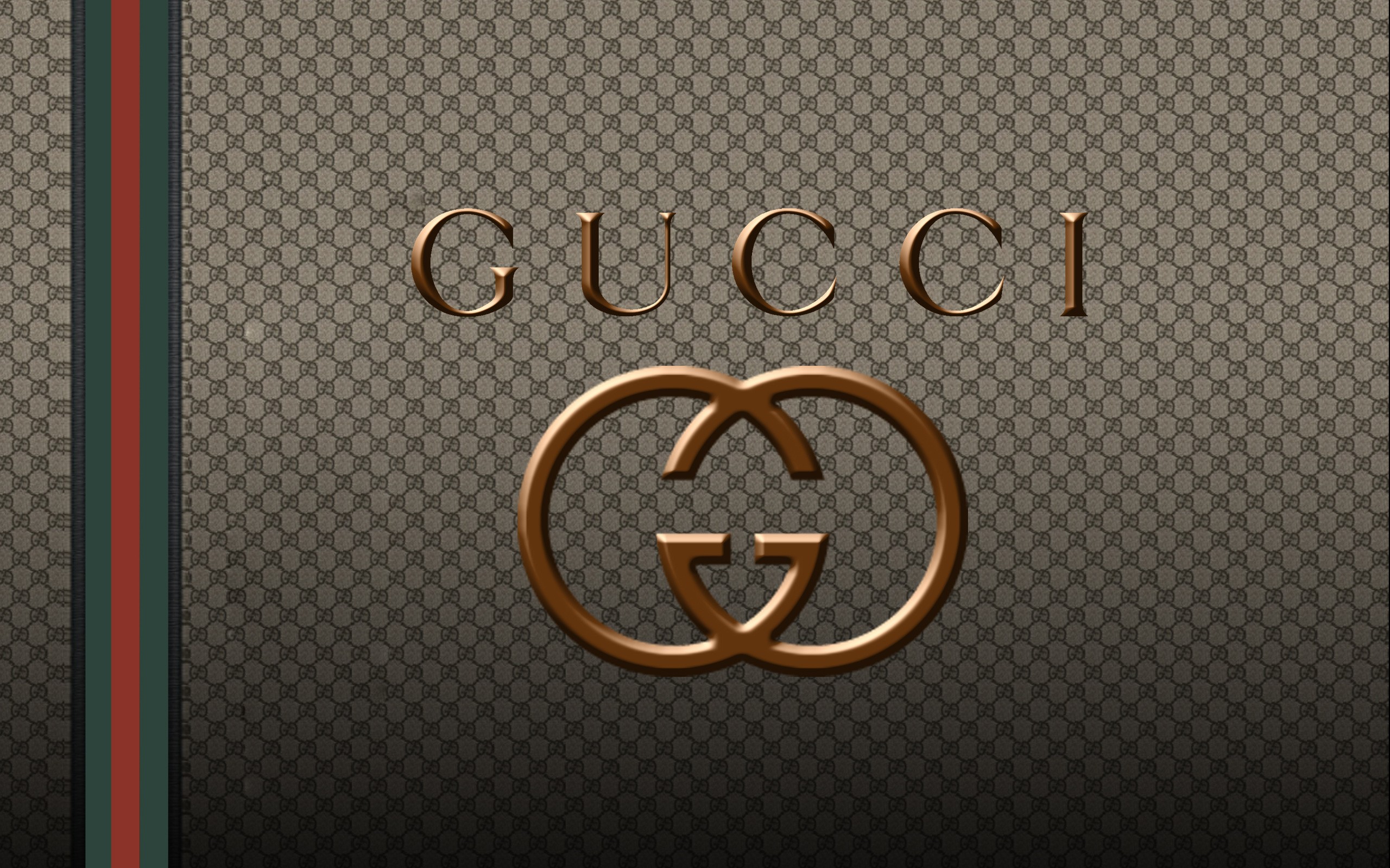 Gucci, GG logo, Gucci stripe, Canvas texture, Gold, 16:10 2K, widescreen wallpaper