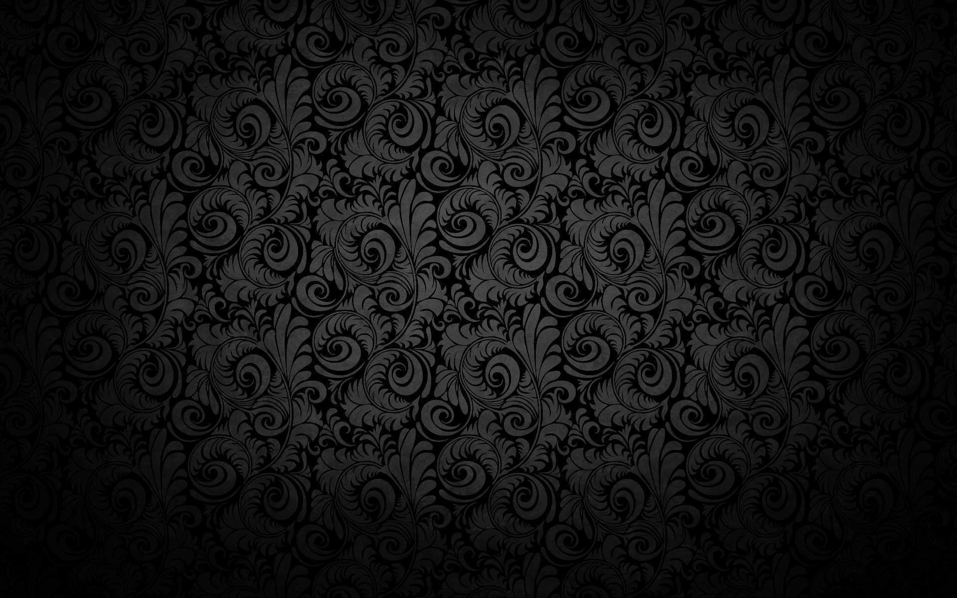 Damask pattern, Floral motif, Ornate, Black background, Texture, Full HD PC wallpaper