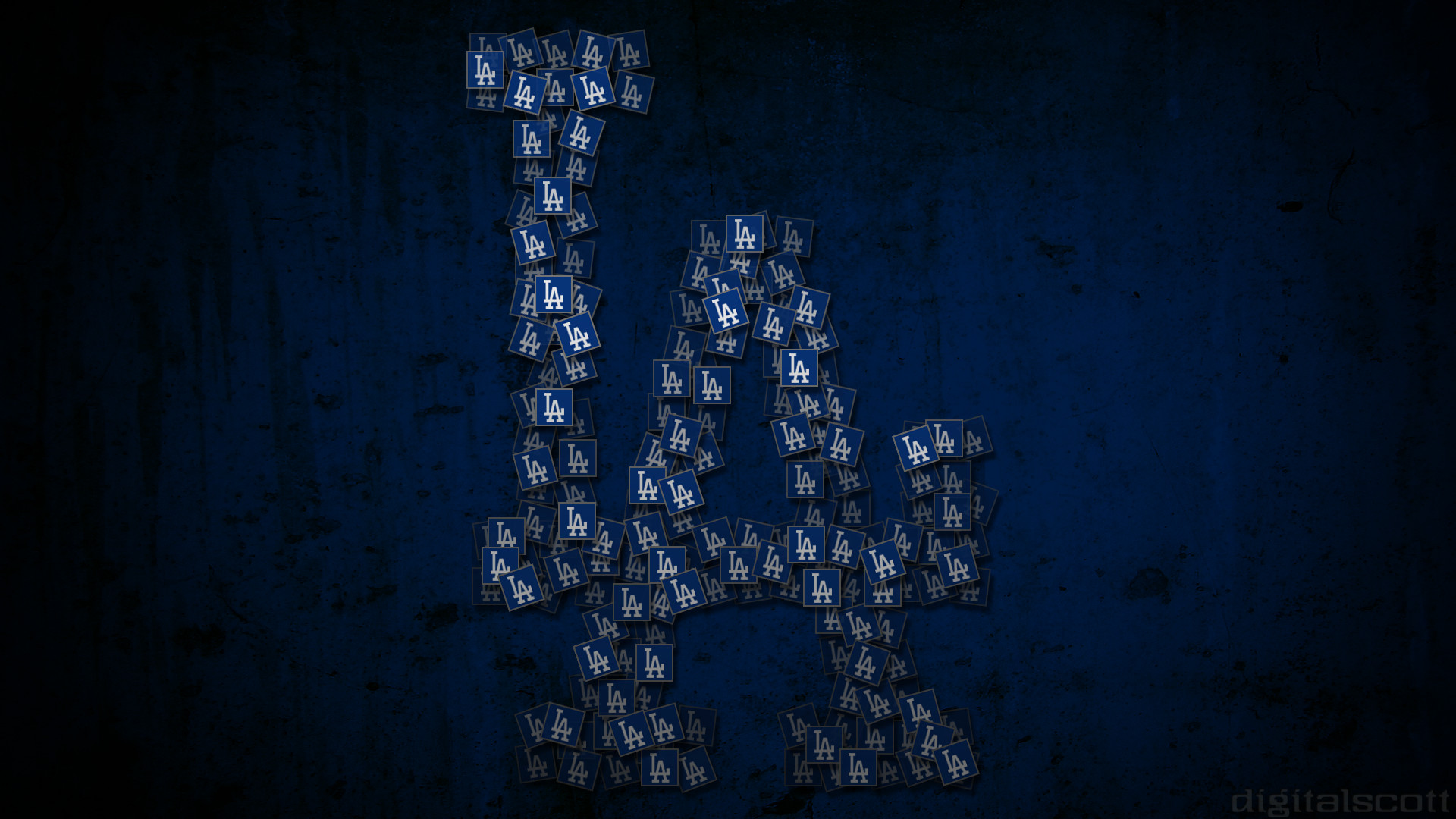 Los Angeles Dodgers, LA logo, Mosaic, Blue background, Sports, Full HD 1080p, desktop wallpaper