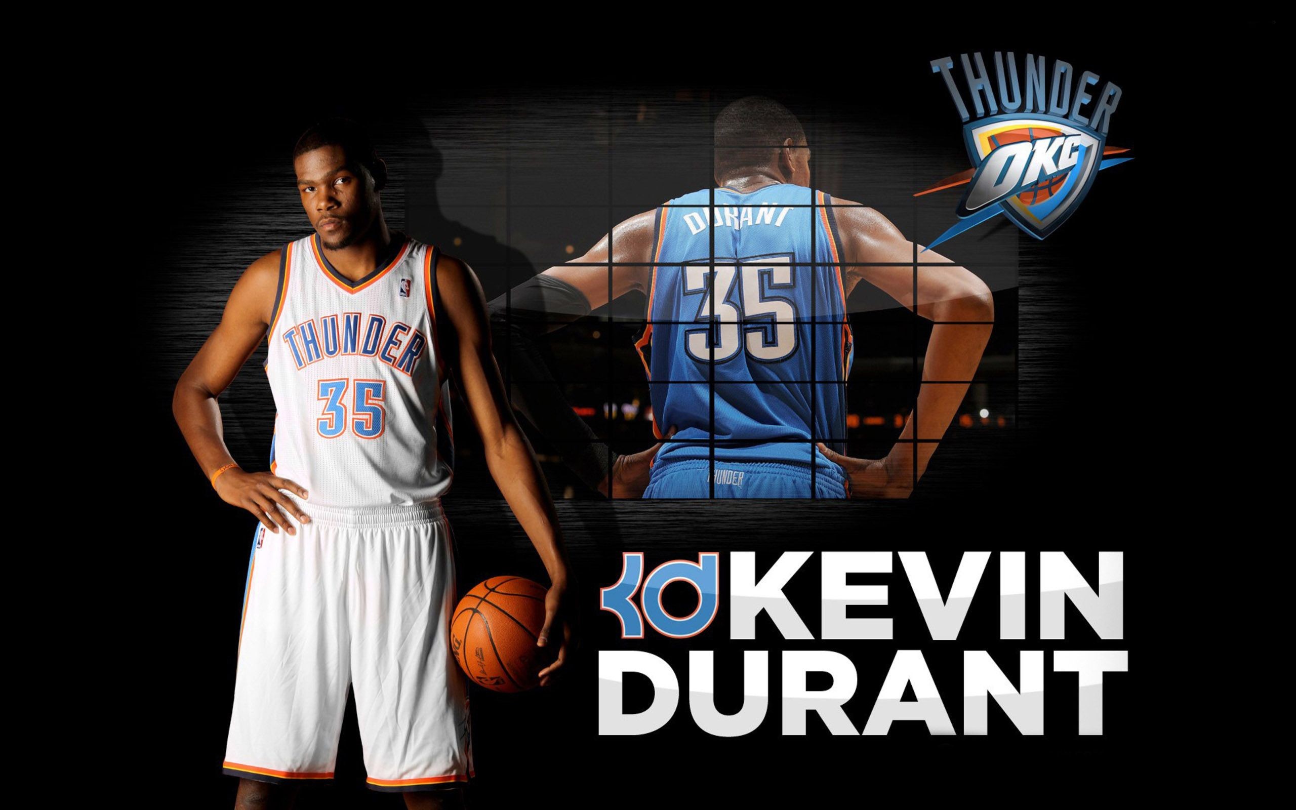 Kevin Durant, Oklahoma City Thunder, KD logo, 35, 2K 1600p, desktop wallpaper