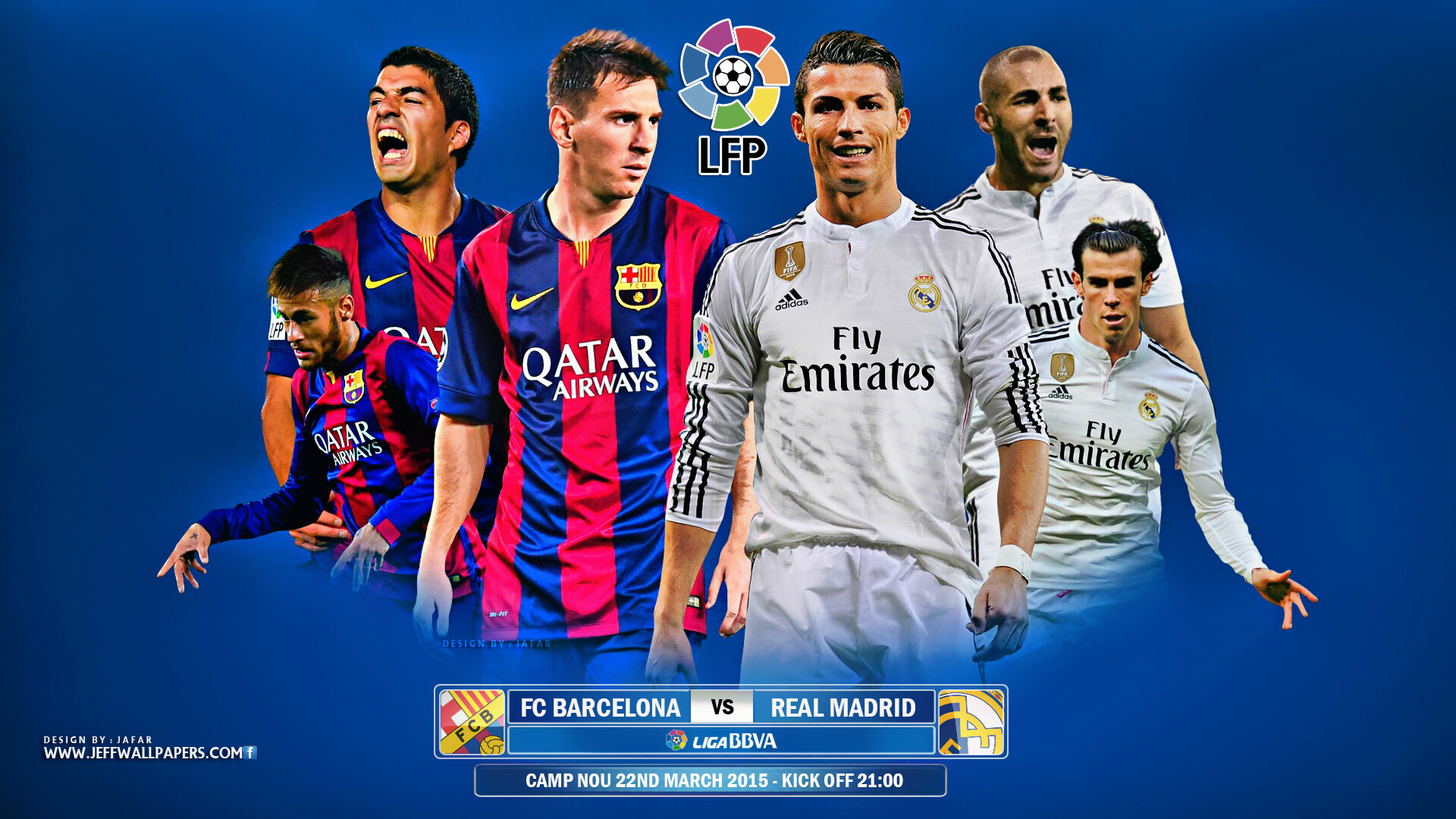 Lionel Messi, Neymar, Luis Suárez, Cristiano Ronaldo, El Clásico, Windows 11 wallpaper