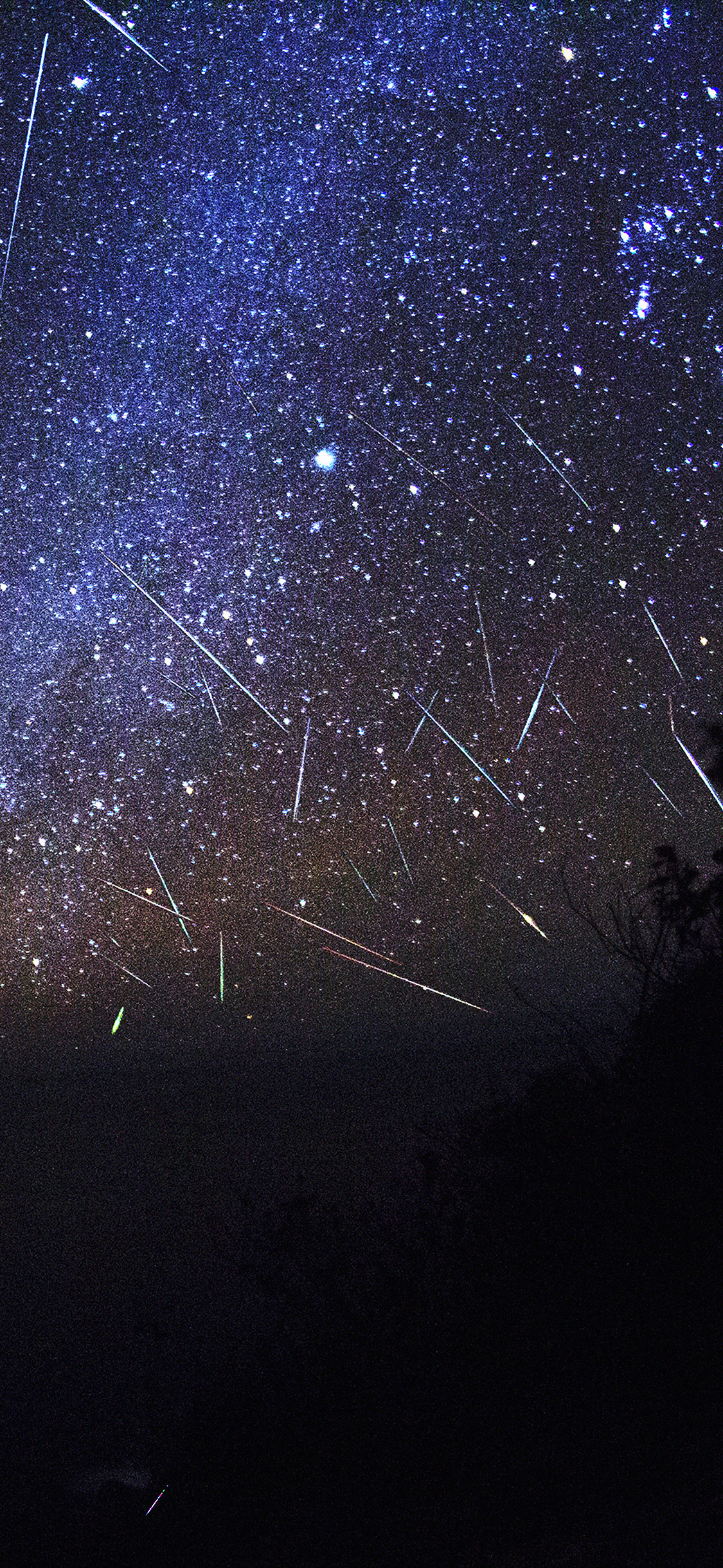 Meteor shower, Night sky, Vertical, Stars, 1125x2436, iPhone lock screen