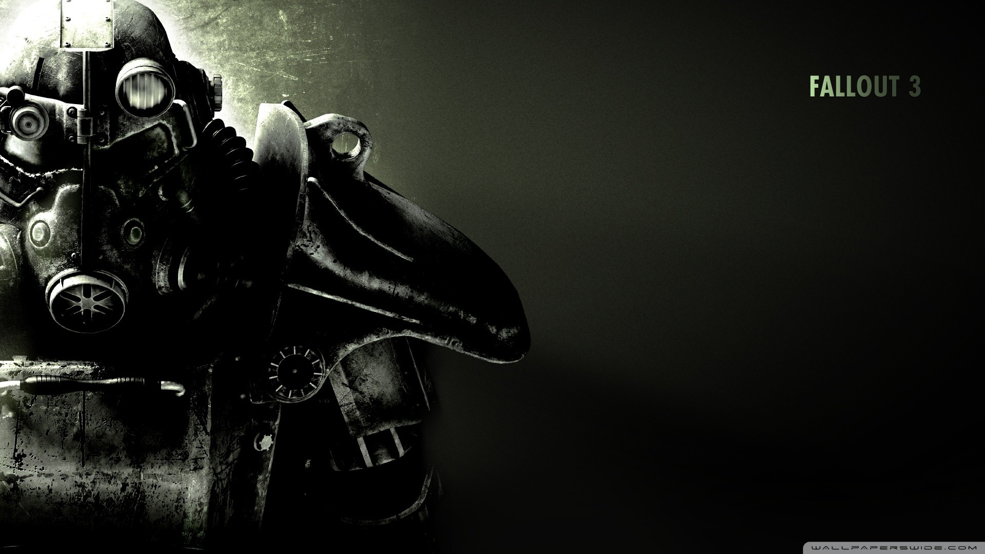 Fallout 3, Power armor, Dark background, 1920x1080, PC wallpaper