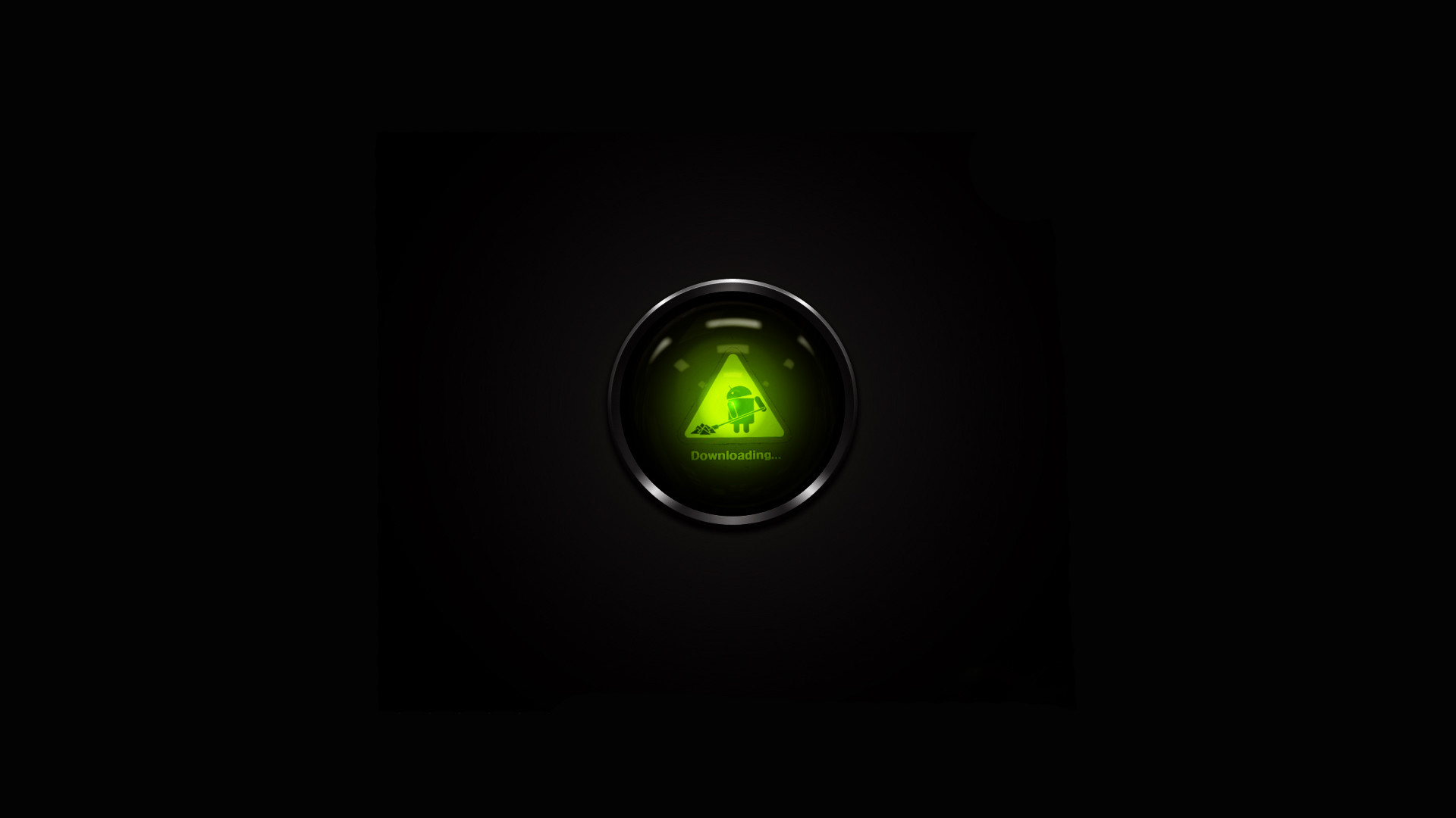 Android logo, Glowing button, Black background, Minimalist, Full HD wallpaper