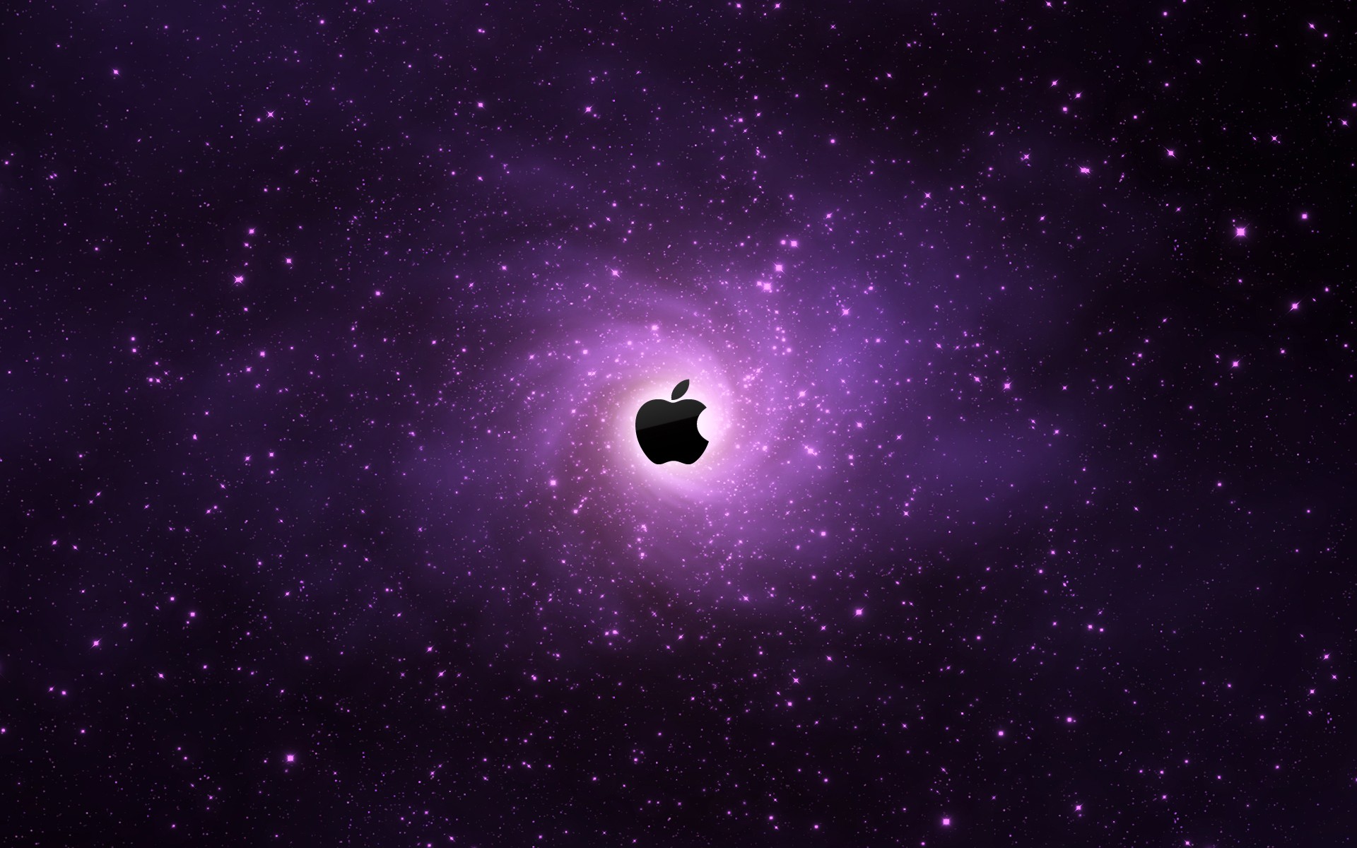 Apple logo, Deep space, Purple nebula, Stars, Cosmos, Full HD, MacBook wallpaper