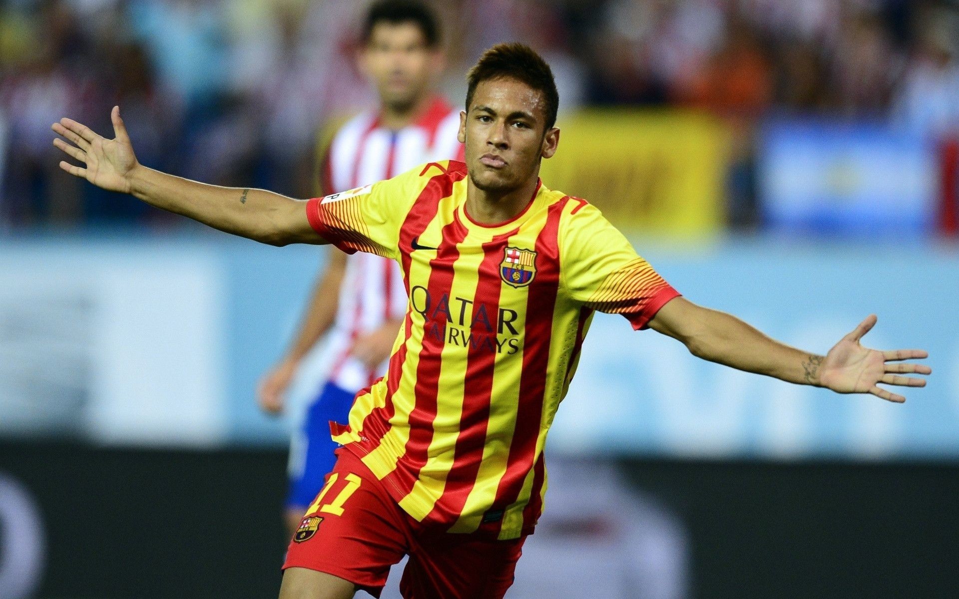 Neymar Jr, FC Barcelona, Away kit, Arms outstretched, 1920x1200, MacBook Pro wallpaper