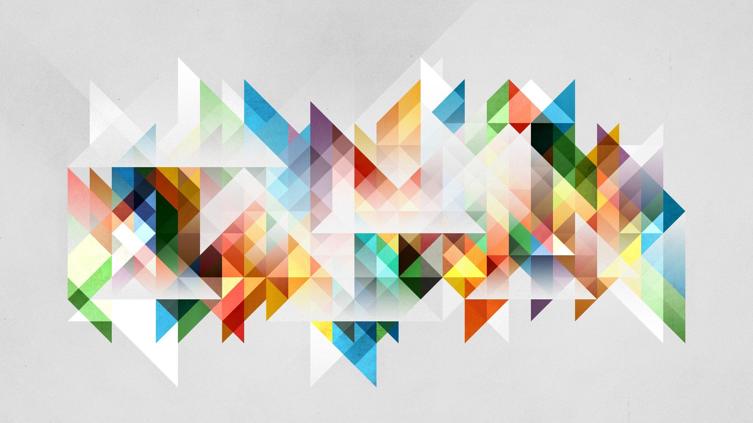 Geometric art, Triangles, Abstract pattern, Polygonal, Multicolor, White background, 1440p wallpaper