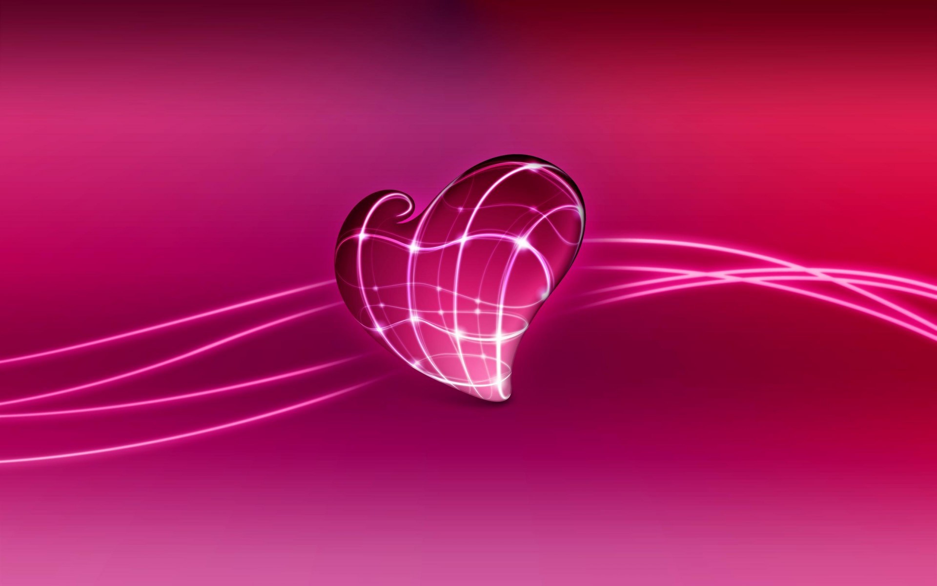 Heart shape, Pink background, Digital art, Glowing lines, Abstract heart, Full HD laptop wallpaper