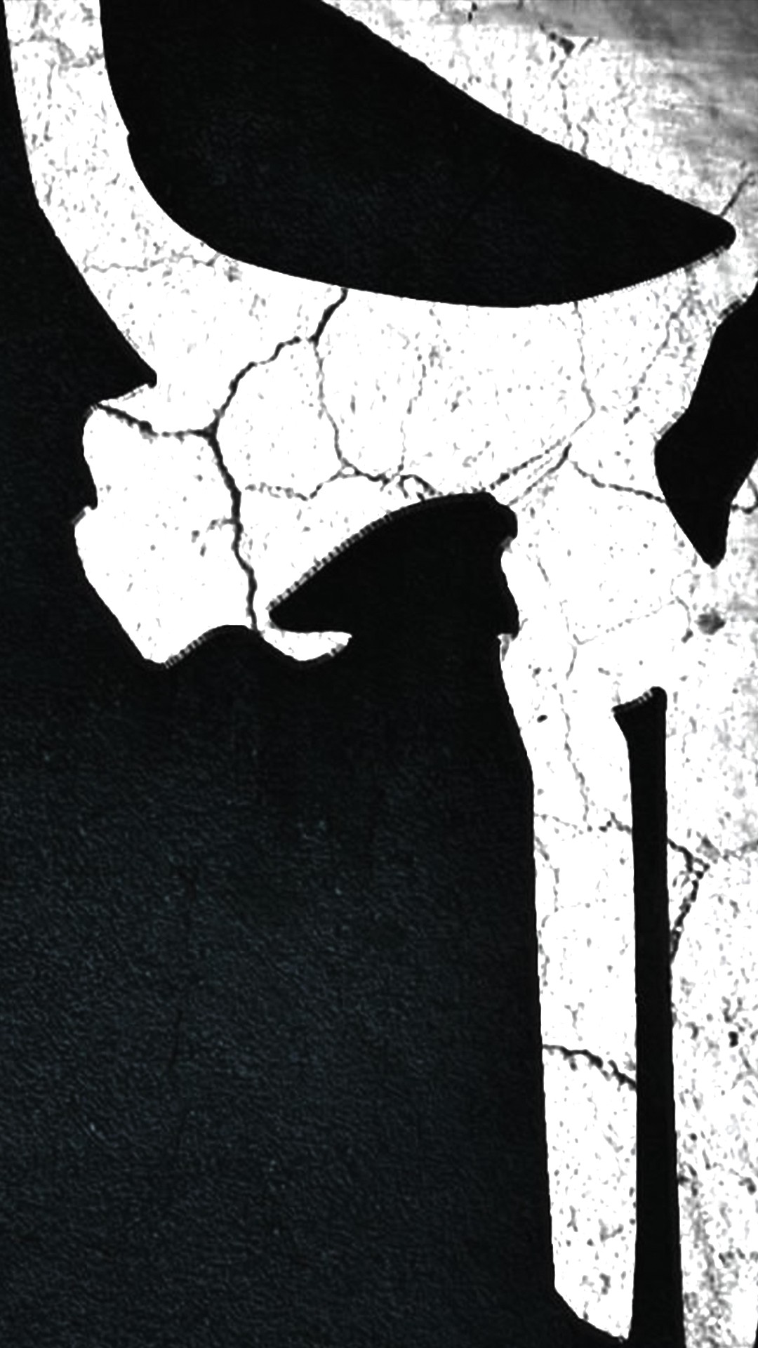Punisher skull, The Punisher, Grunge, Minimalism, Black and white, iPhone lock screen