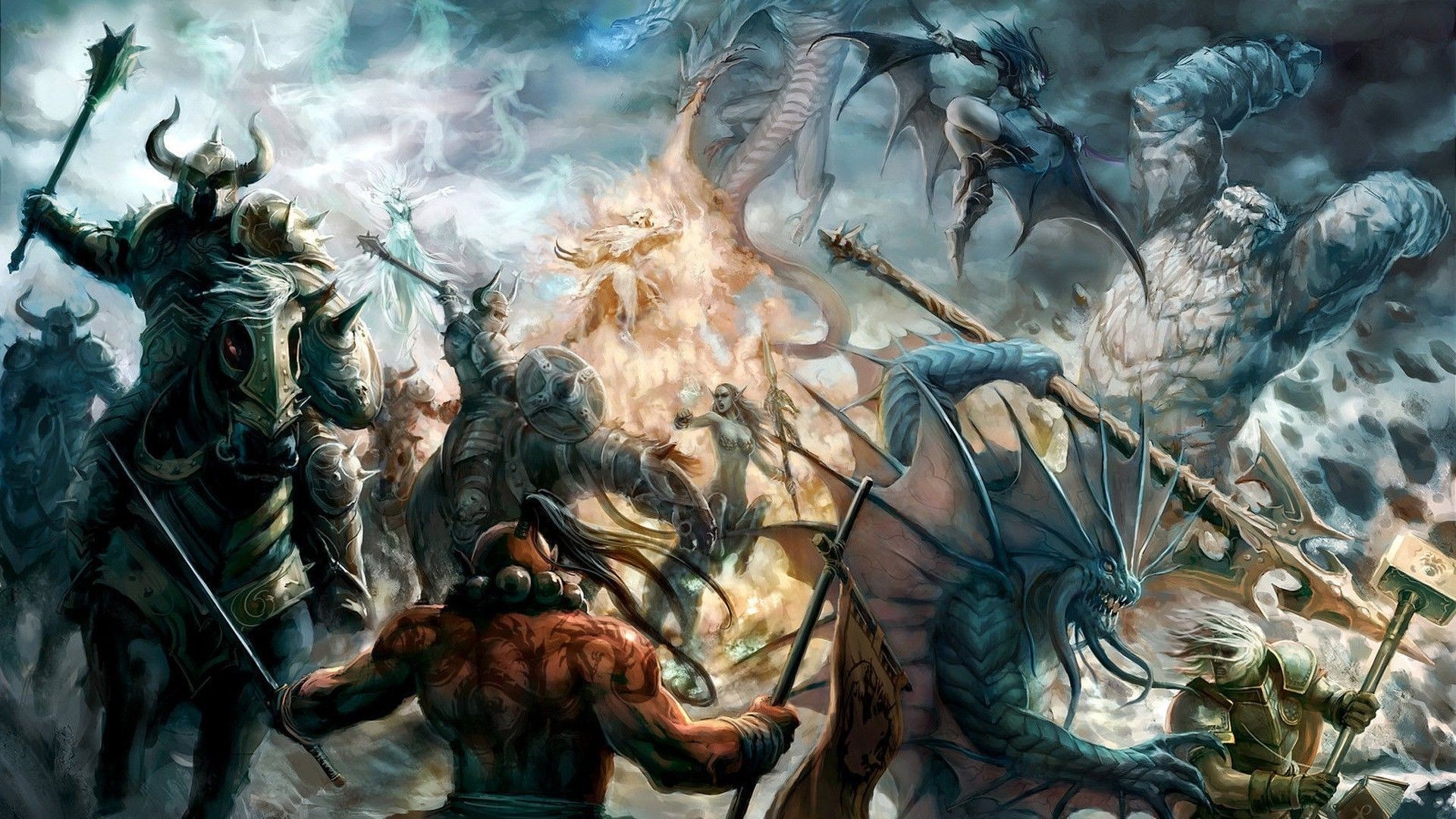 Heroes of Might and Magic, Fantasy battle, Dragons, 1920x1080, PC wallpaper