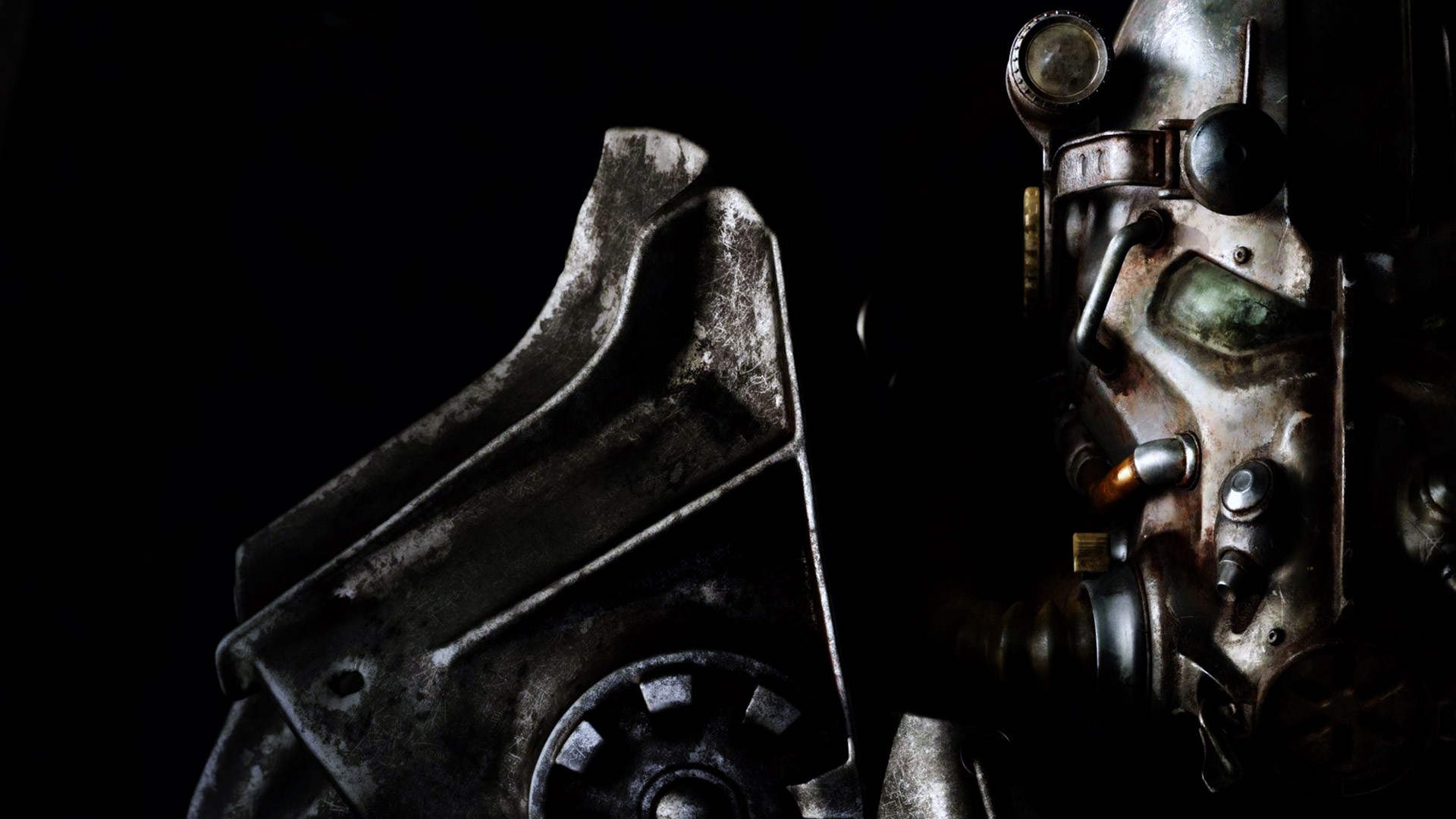 Fallout, Power armor, Close-up, Dark, Full HD, Windows 11 wallpaper