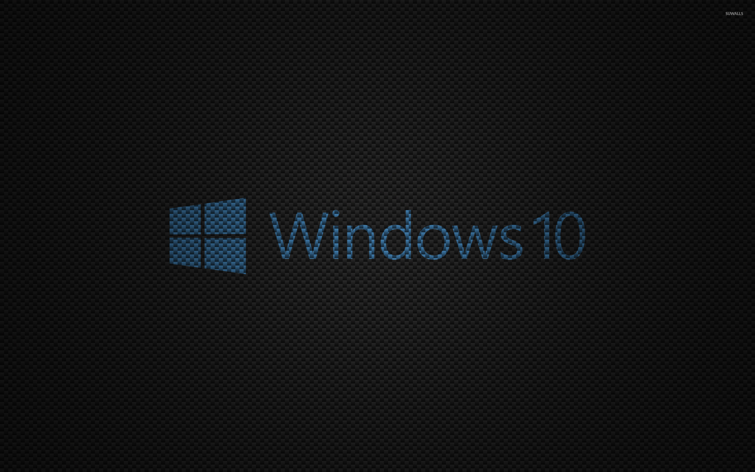 2560x1600 Windows 10 text logo on carbon fiber wallpaper.