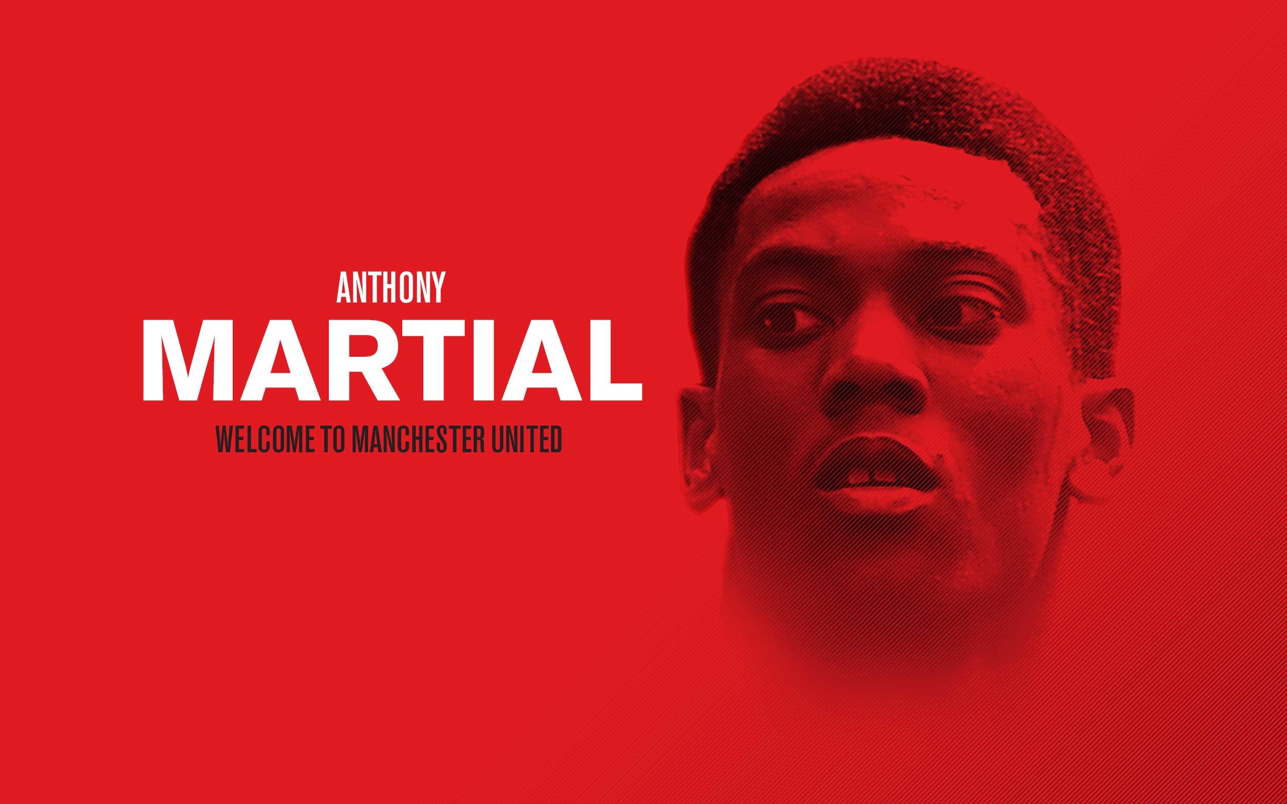 Anthony Martial, Manchester United, Red background, Portrait, Footballer, 2560x1600 PC wallpaper