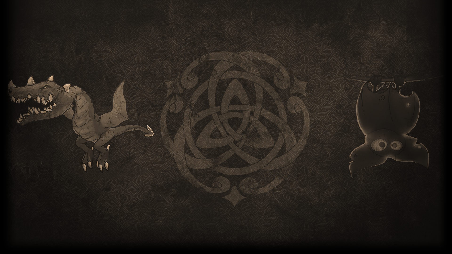 Celtic knot, Dragons, Brown texture, Ornament, Full HD, wallpaper for PC