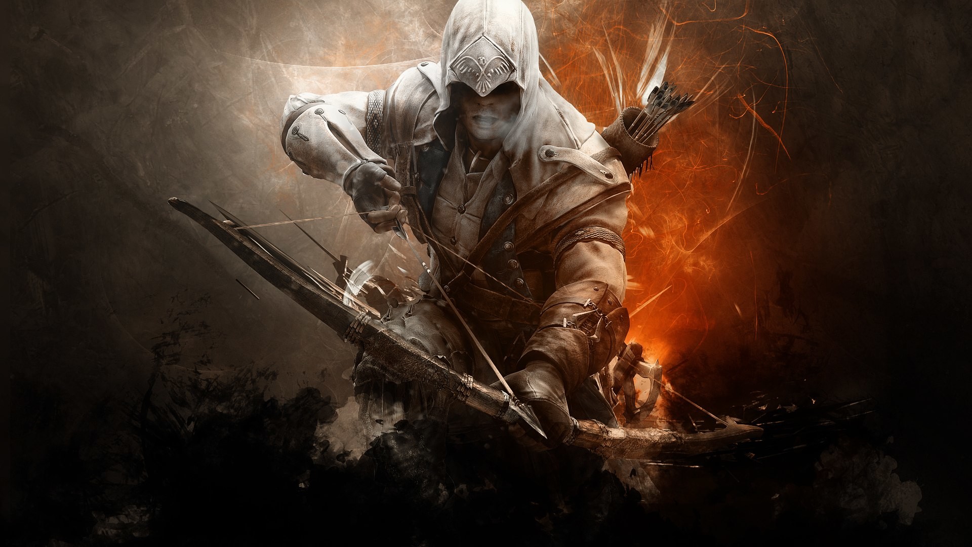 Connor Kenway, Assassin's Creed III, Bow, Hood, 16:9 Full HD, widescreen wallpaper
