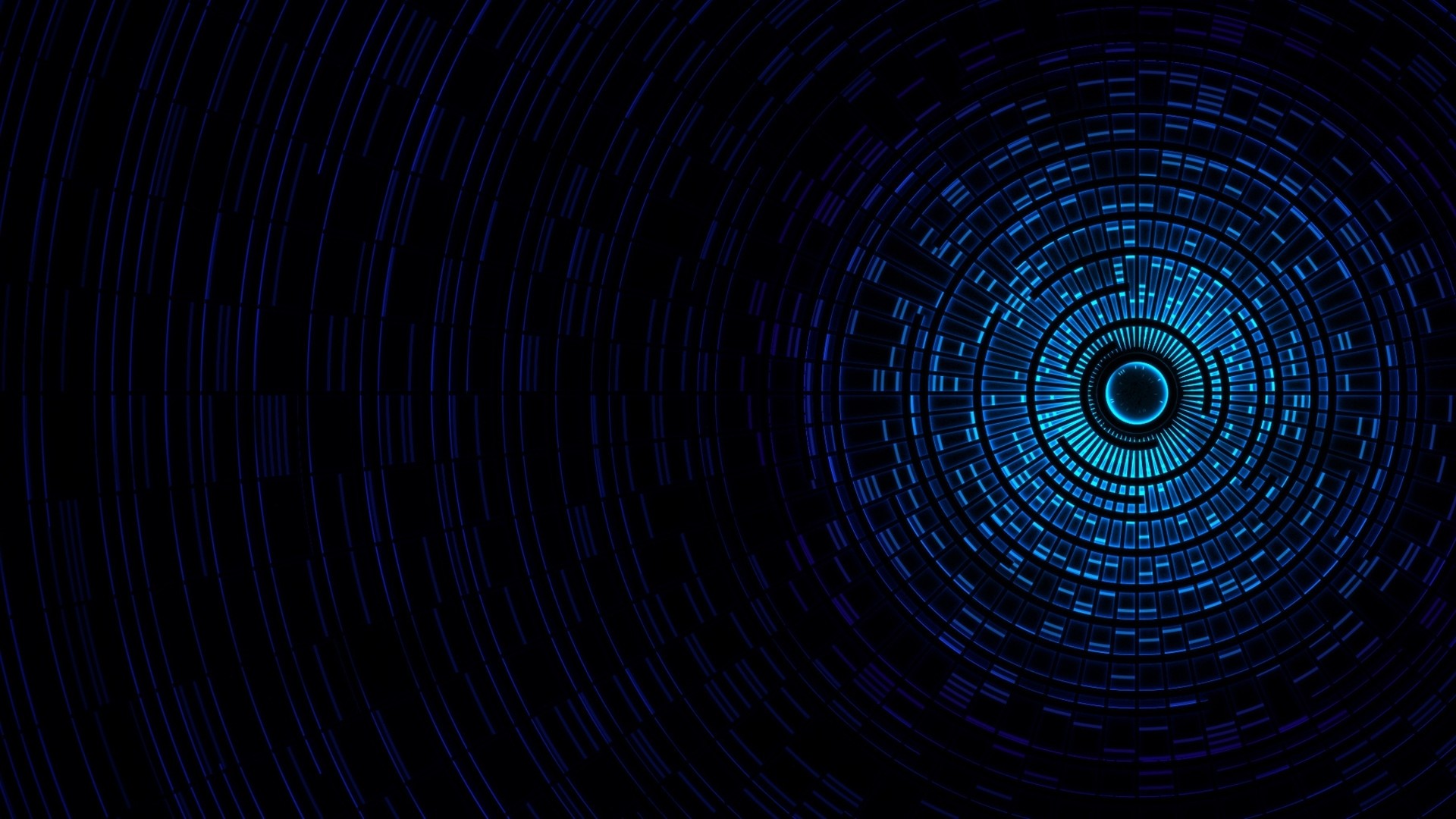 Abstract art, Concentric circles, Digital tunnel, Navy blue, Futuristic, 1920x1080 desktop wallpaper