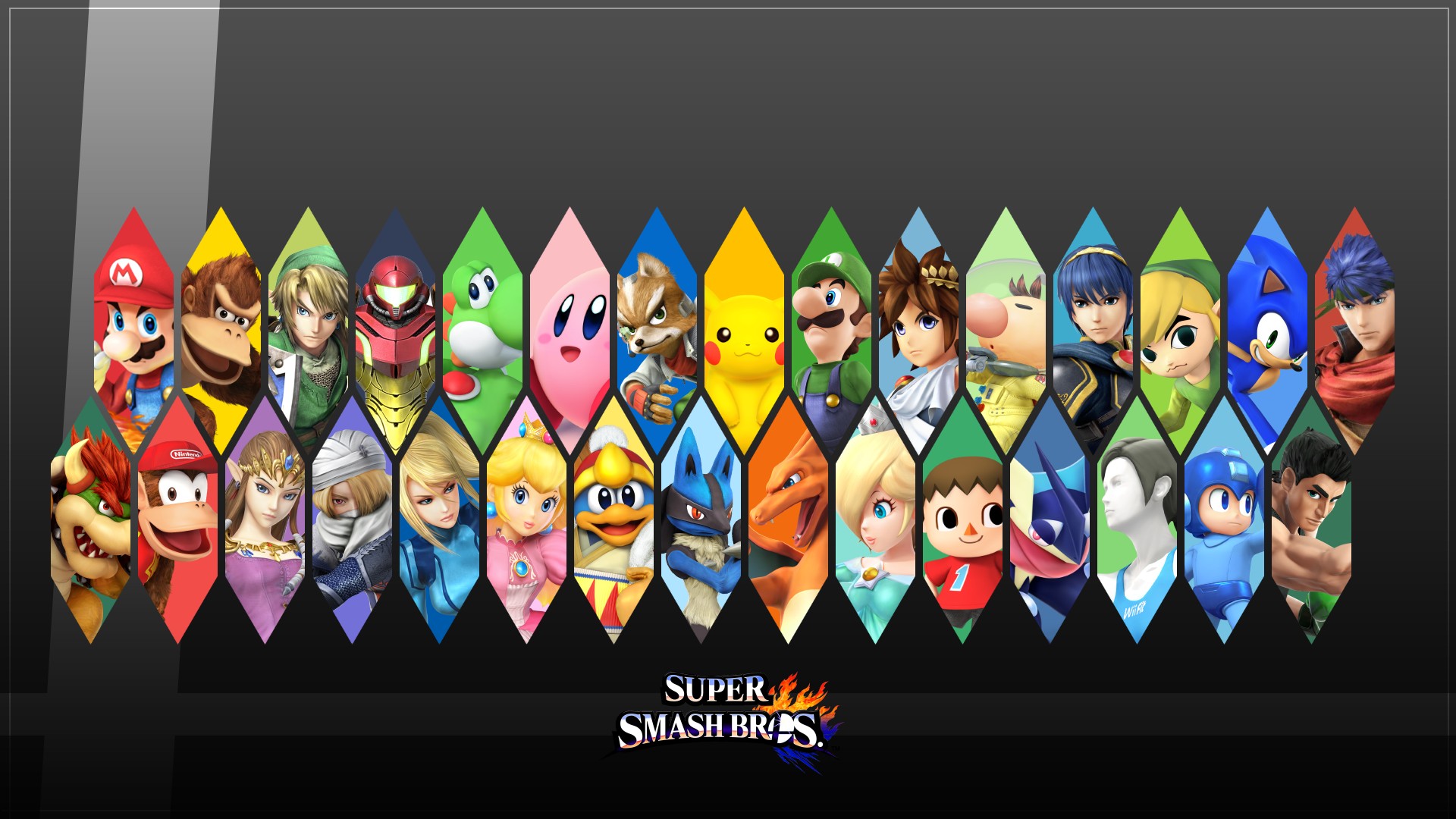 Super Smash Bros., Roster, Mario, Kirby, Pikachu, Full HD, wallpaper for PC