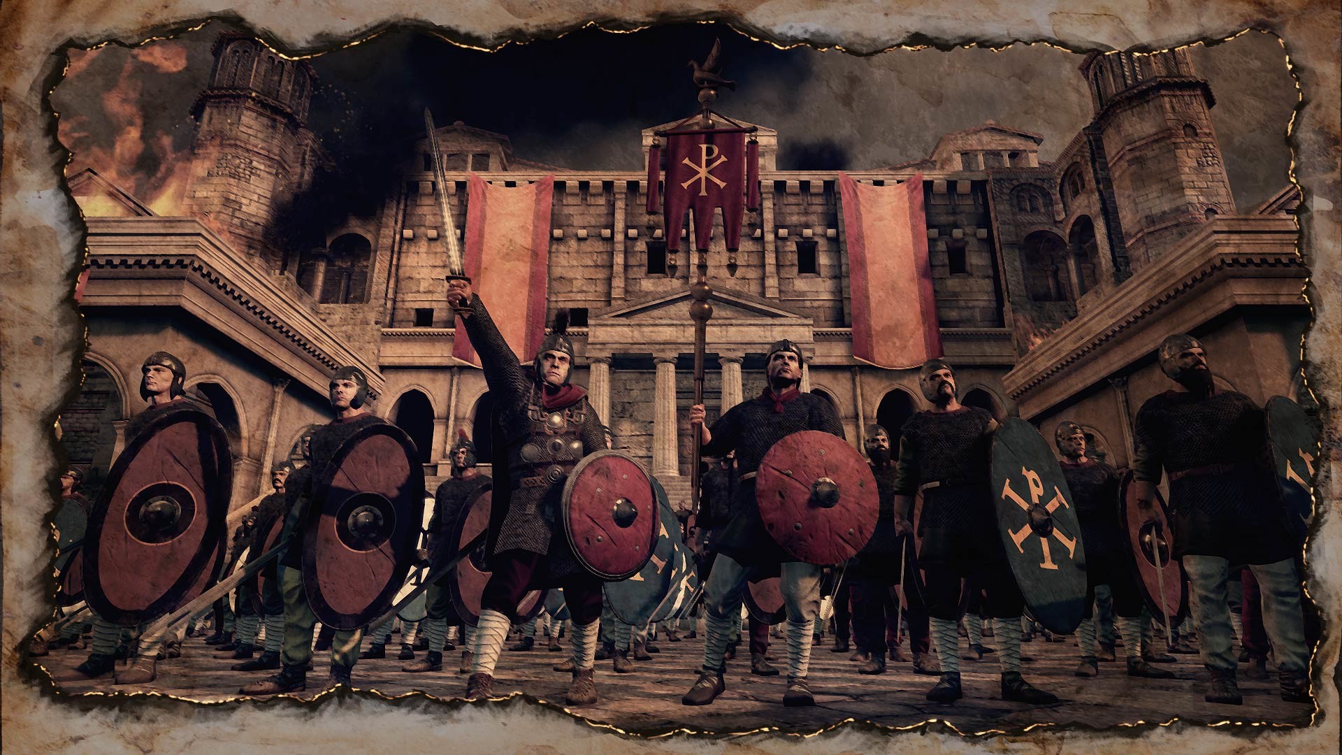 Total War: Attila, Roman soldiers, Palace, Battle, 1920x1080, desktop background