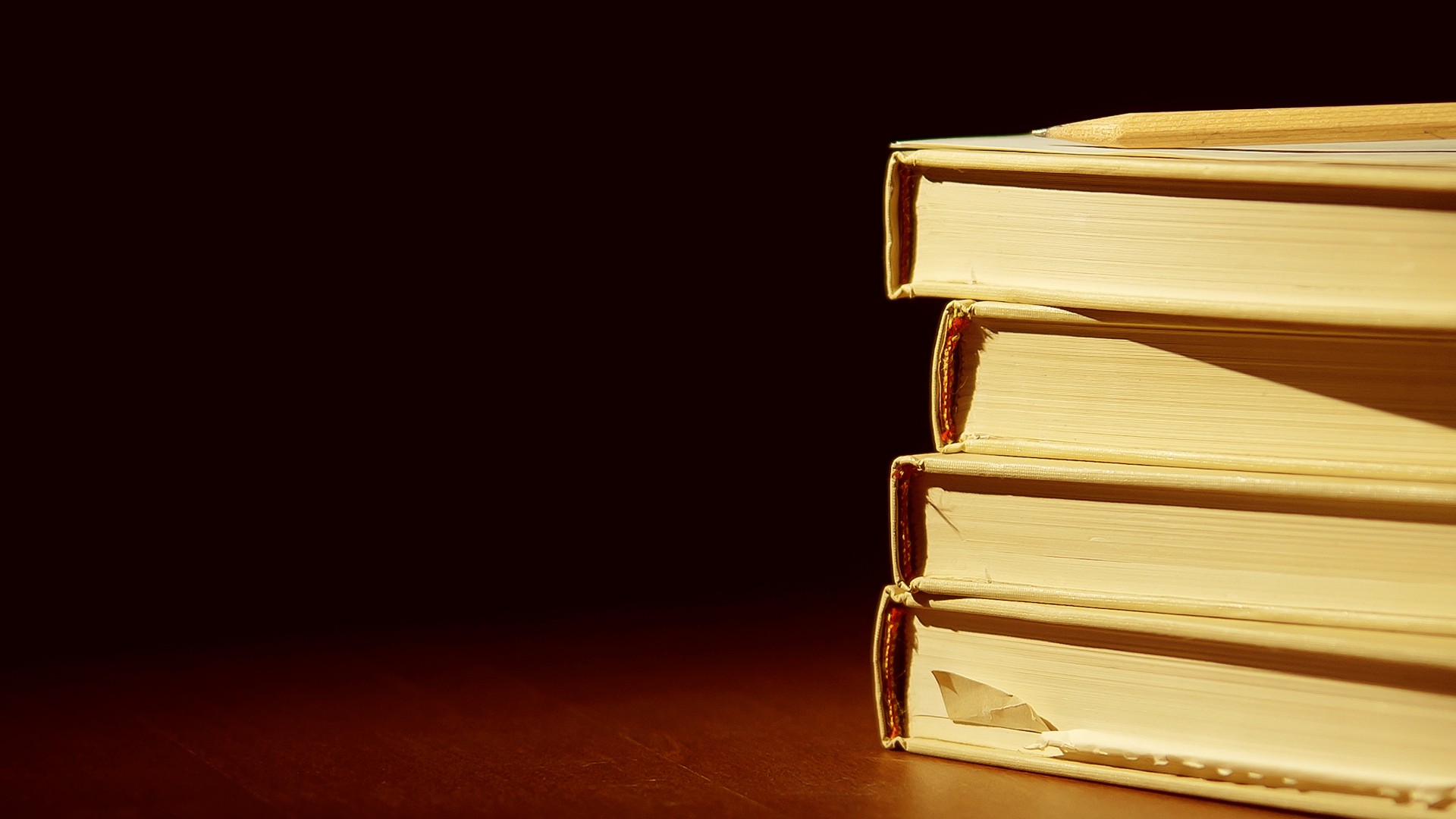 Stack of books, Dark background, Old books, Full HD, wallpaper for PC