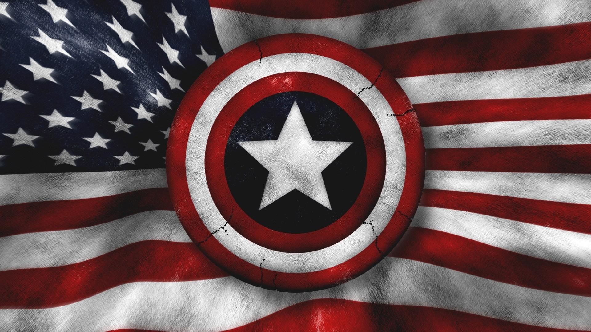 Captain America's shield, Marvel, American flag, Grunge, Full HD 1080p, desktop wallpaper