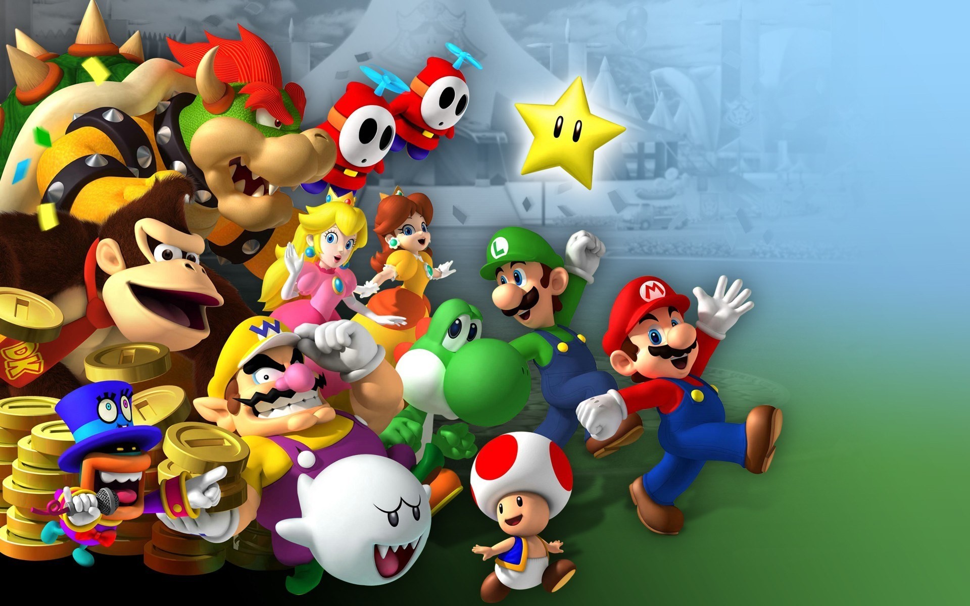 Mario, Luigi, Bowser, Princess Peach, Donkey Kong, Wario, 1920x1200, MacBook Pro wallpaper