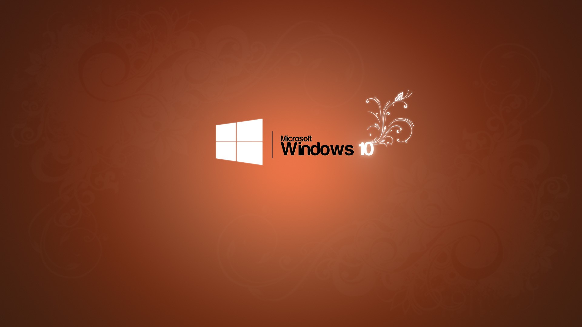 Windows 10, Microsoft Windows, Logo, Floral pattern, Brown background, Minimalism, PC wallpaper