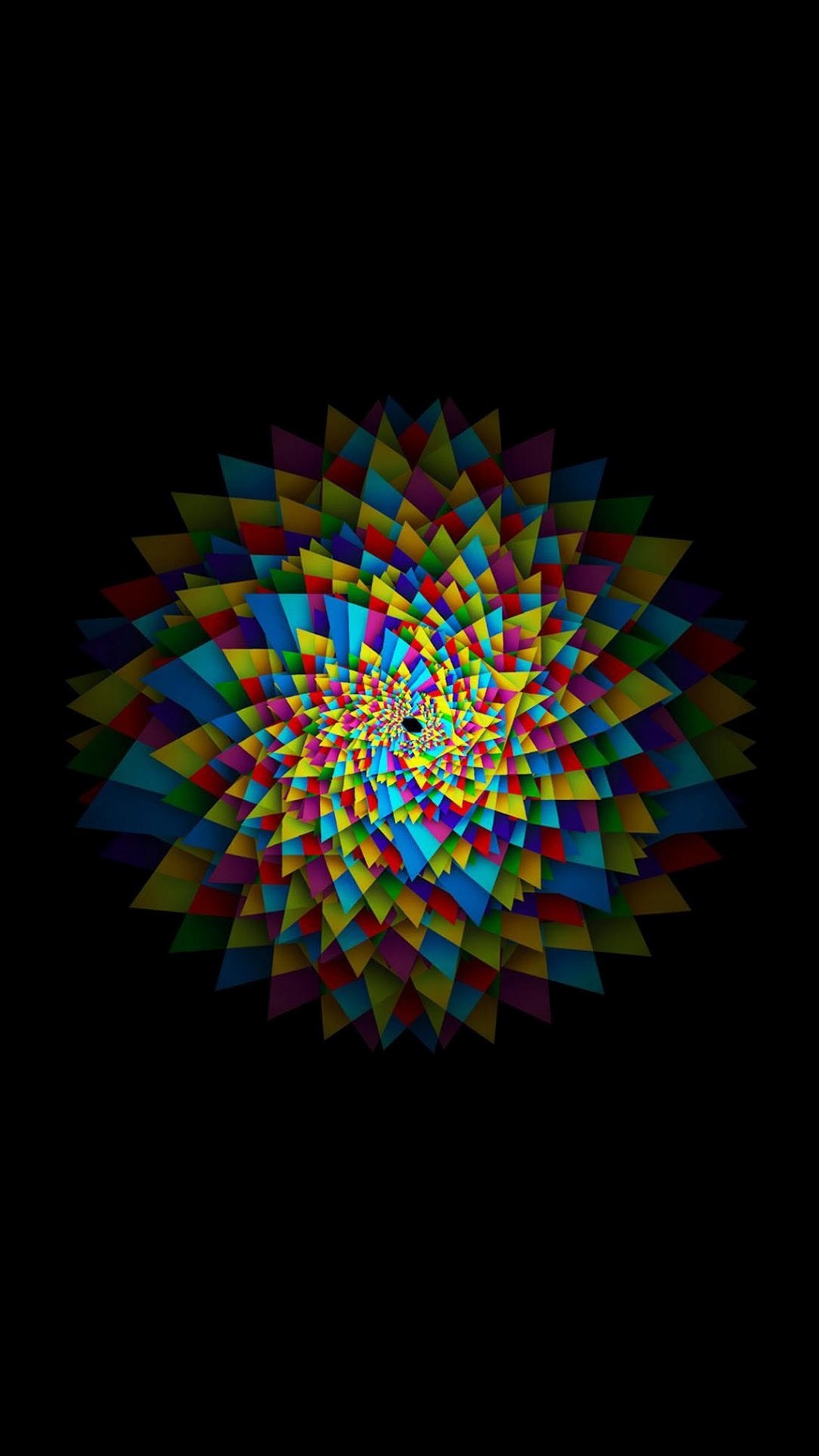 Mandala, Trippy, Black background, Geometric, Full HD, phone lock screen