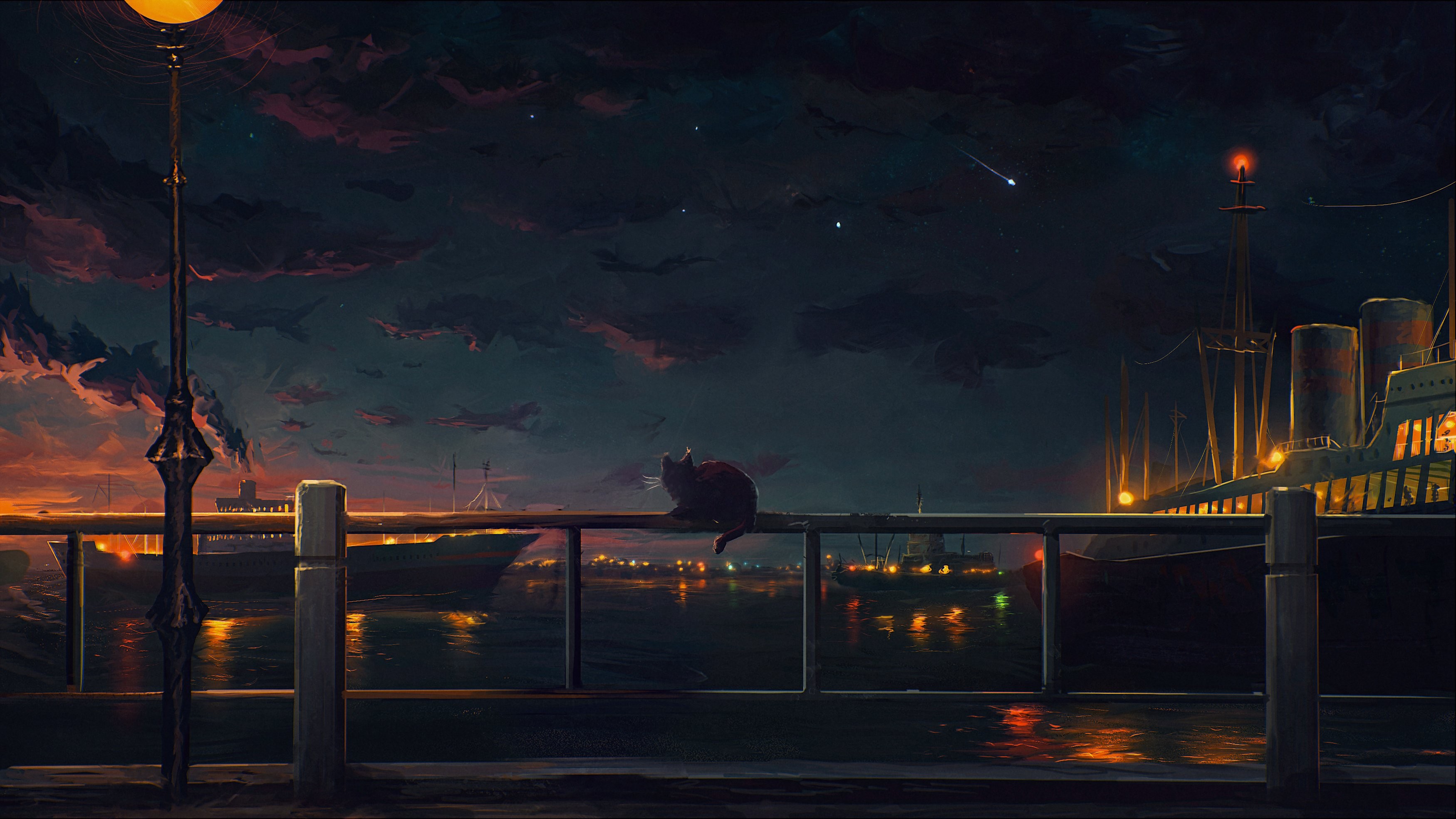 anime landscape wallpaper night