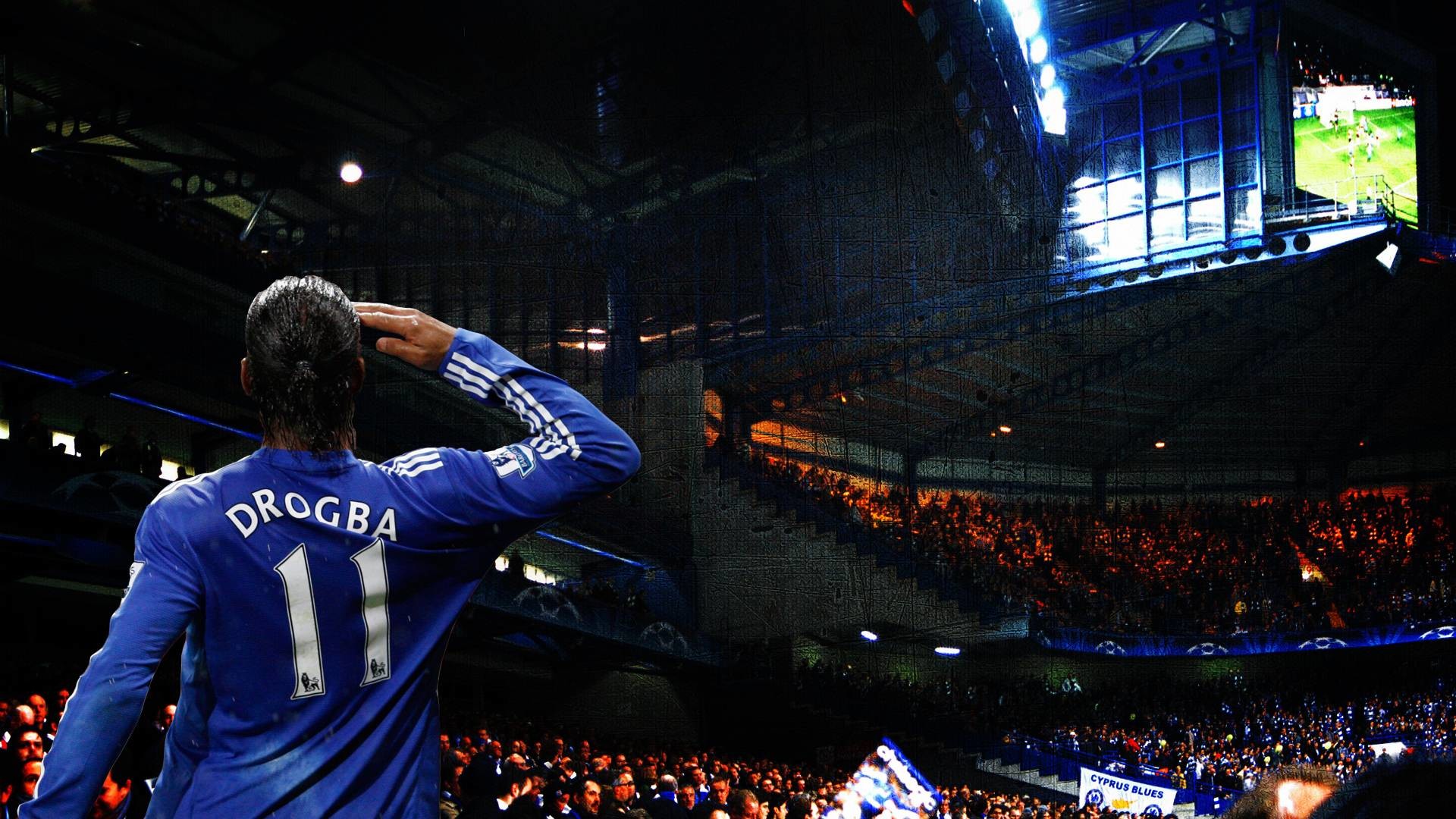 Didier Drogba, Chelsea F.C., Stamford Bridge, Salute, Football match, Stadium, 1080p wallpaper