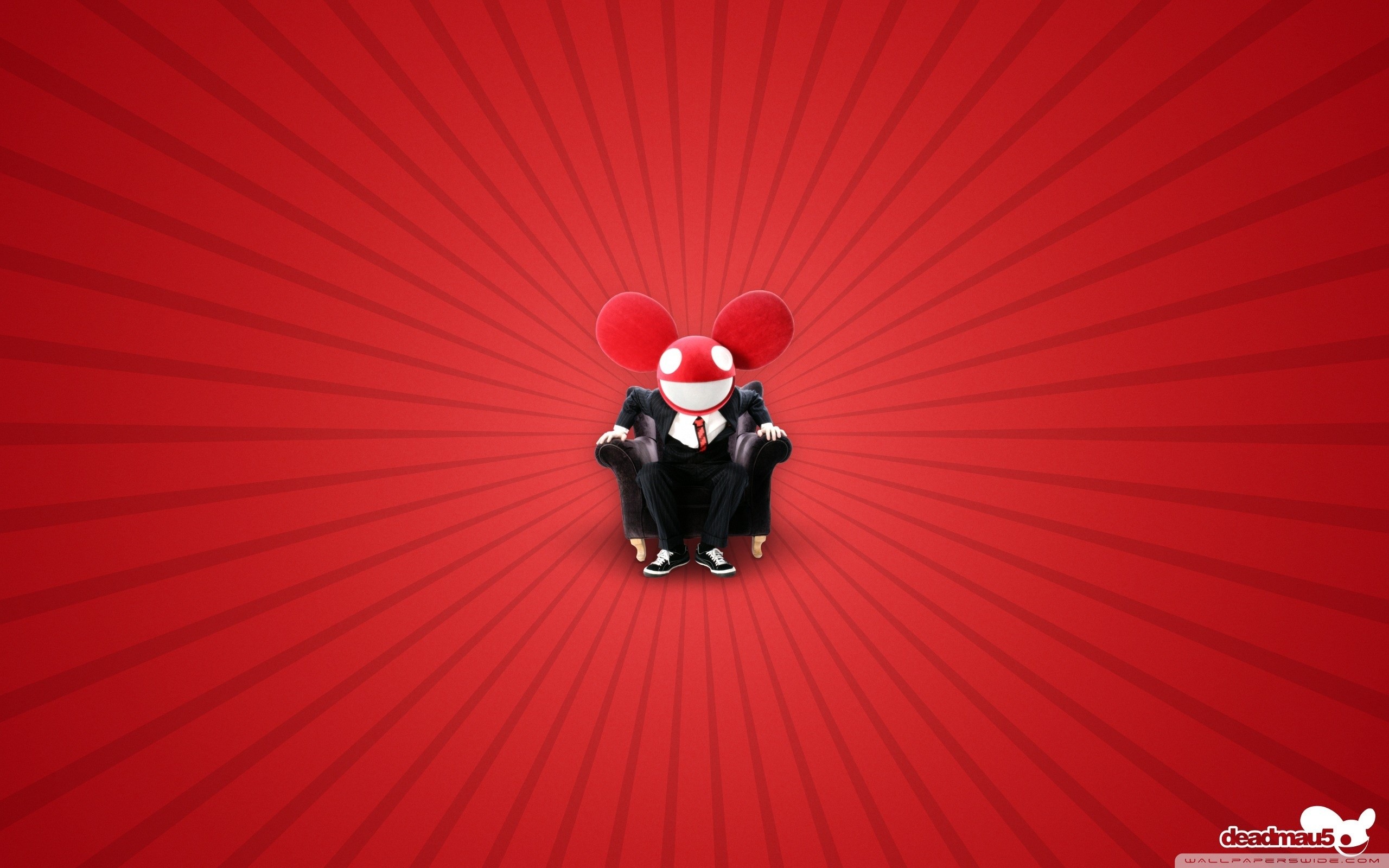 Deadmau5, Mau5head, Red background, Sunburst, 2560x1600, MacBook Pro wallpaper