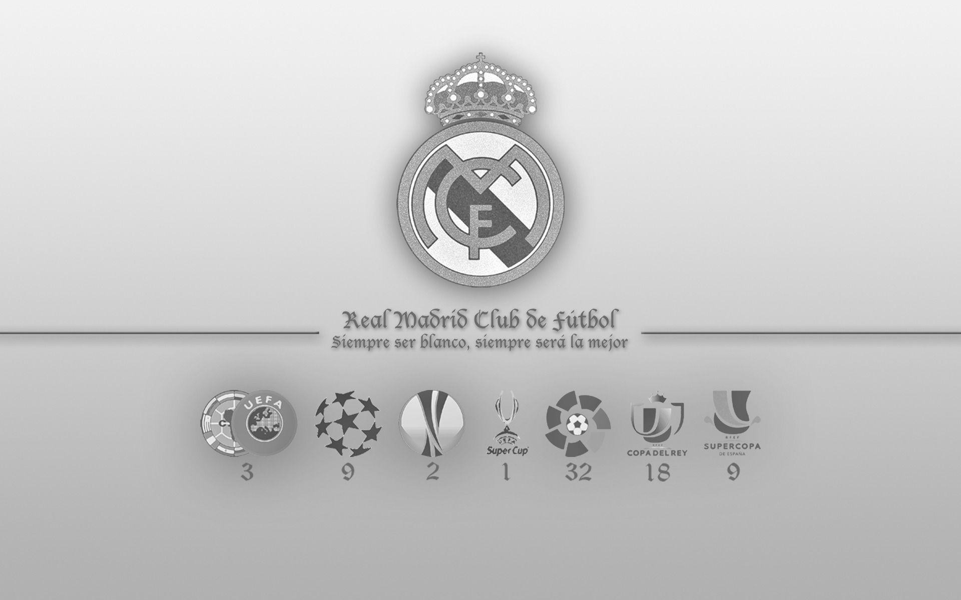 Real Madrid CF, Club crest, Trophies, Grey, 1920x1200, MacBook Pro wallpaper