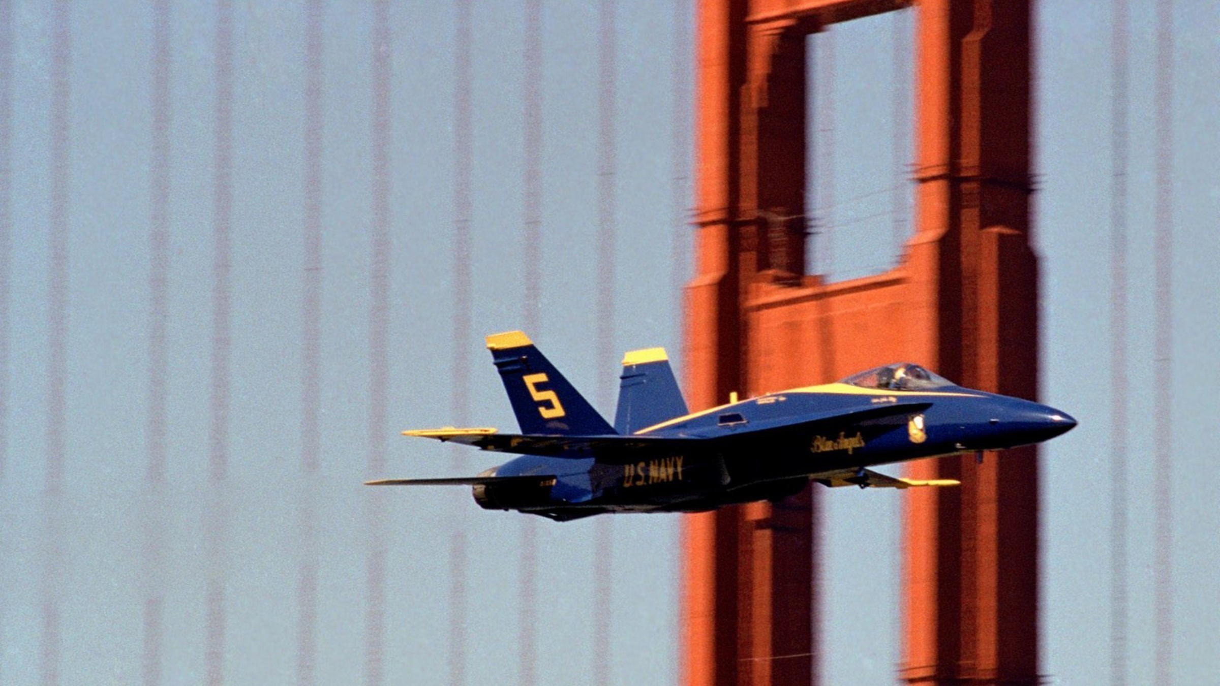 Blue Angels, F/A-18 Hornet, Golden Gate Bridge, San Francisco Fleet Week, Jet 5, Full HD wallpaper