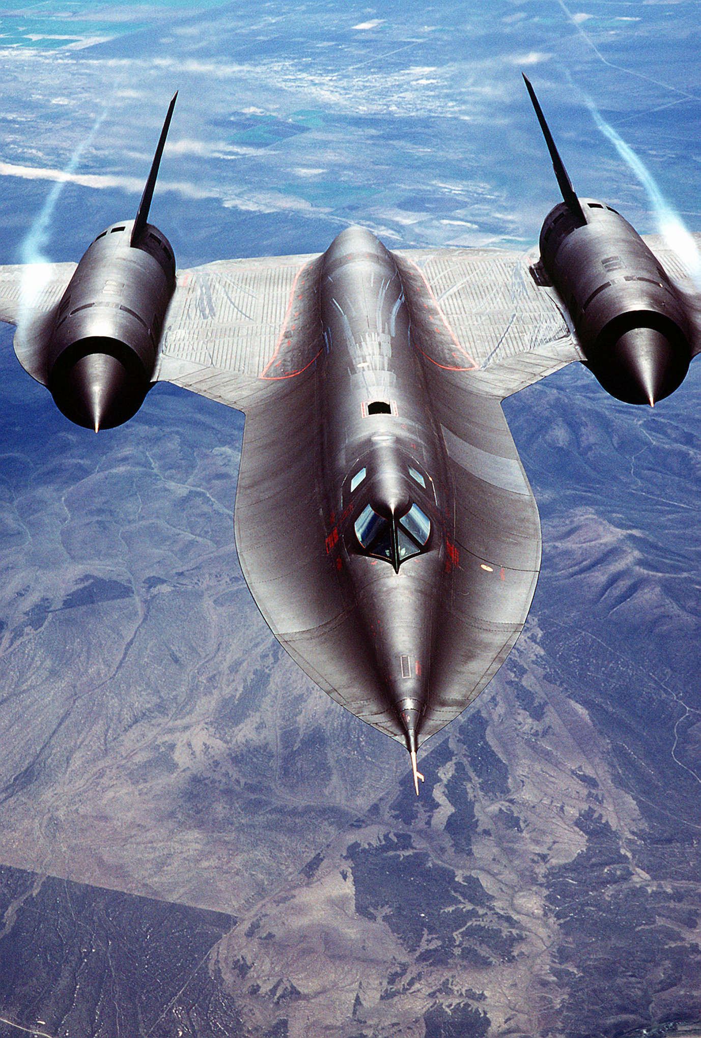 Lockheed SR-71 Blackbird, Top view, Vertical, Desert below, Full HD, iPad lock screen