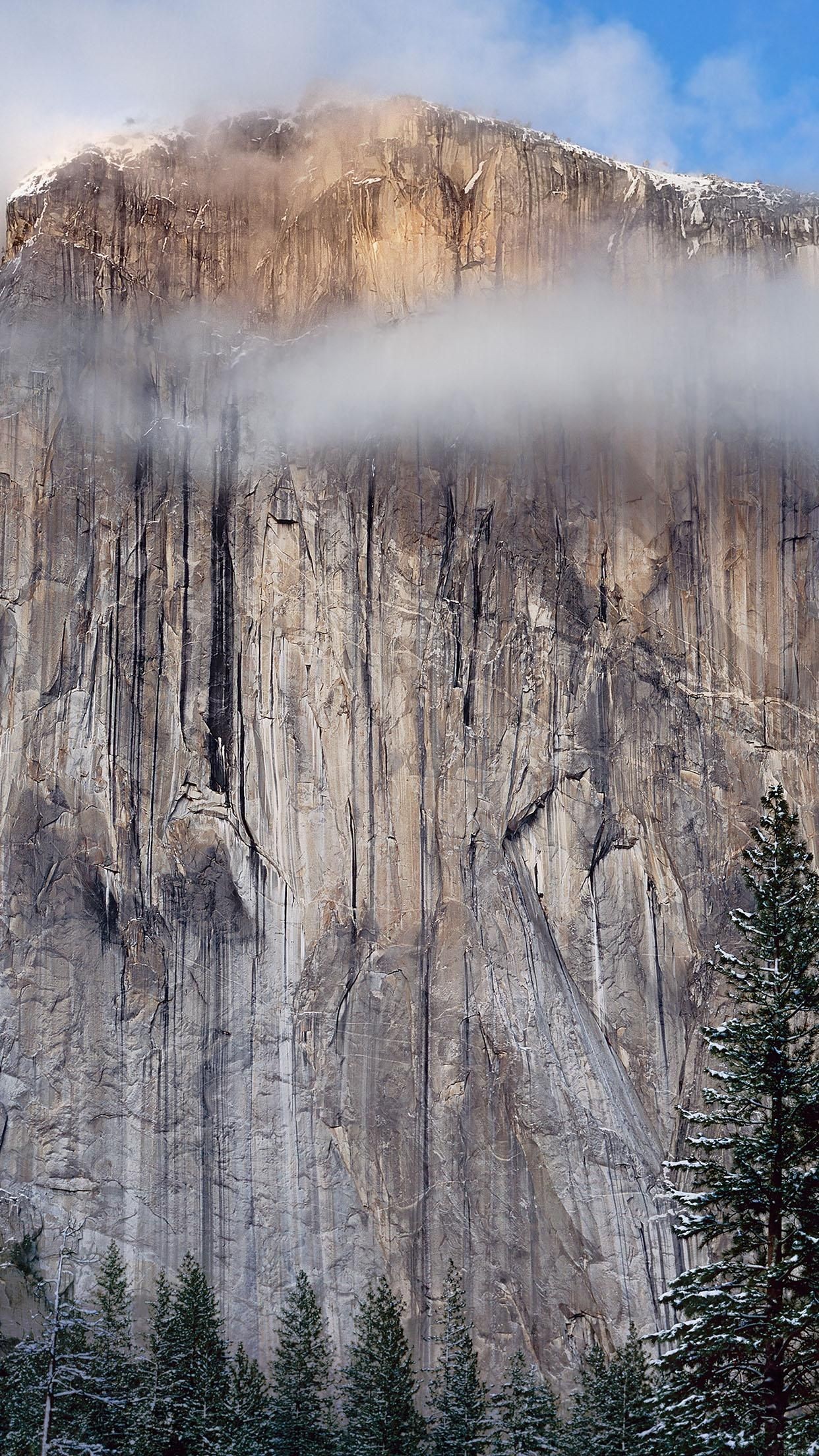 El Capitan, OS X El Capitan, Granite cliff, Fog, Full HD, iPhone and Android wallpaper