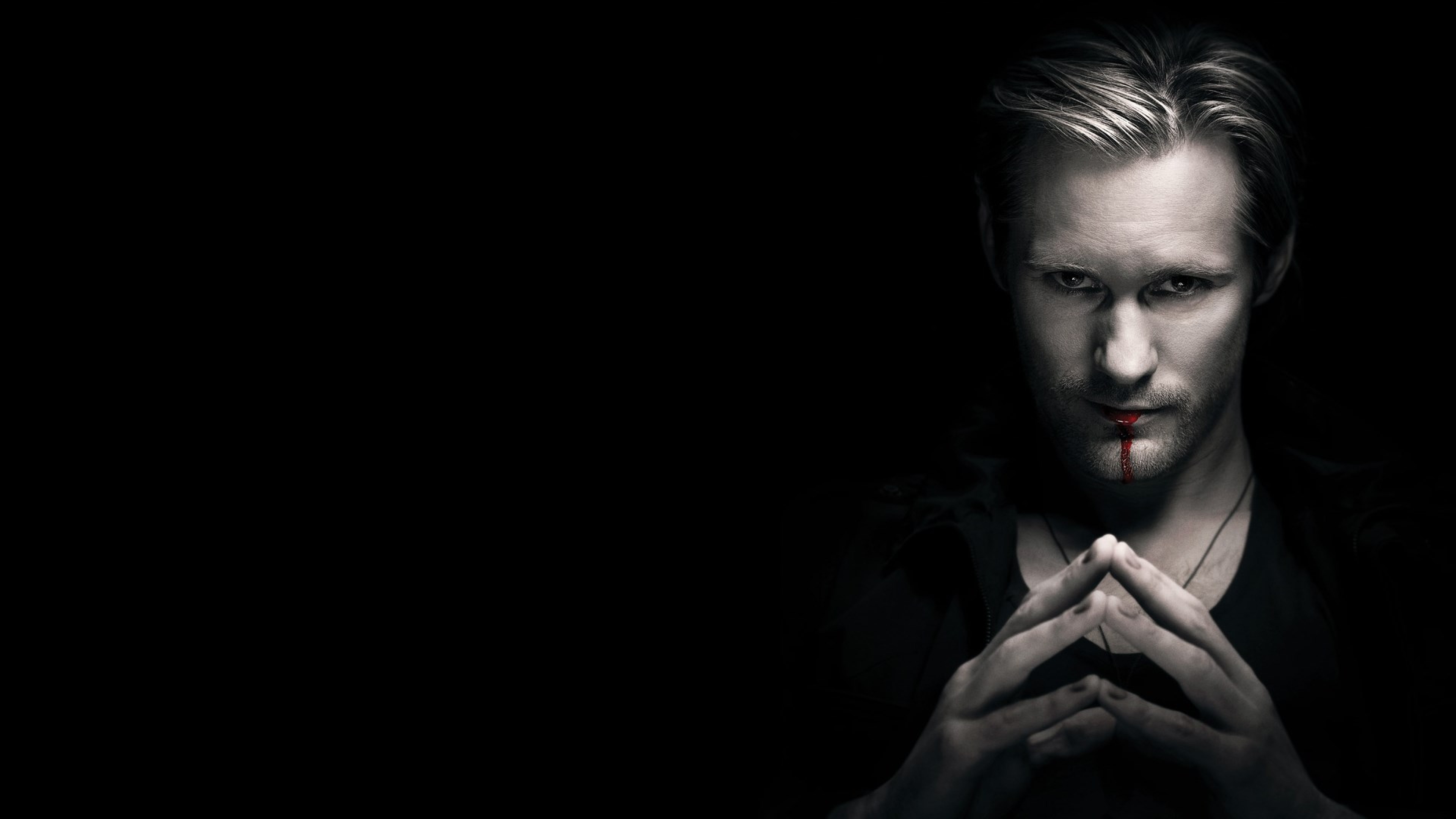 True Blood, Eric Northman, Alexander Skarsgård, Black background, Blood, 4K PC wallpaper