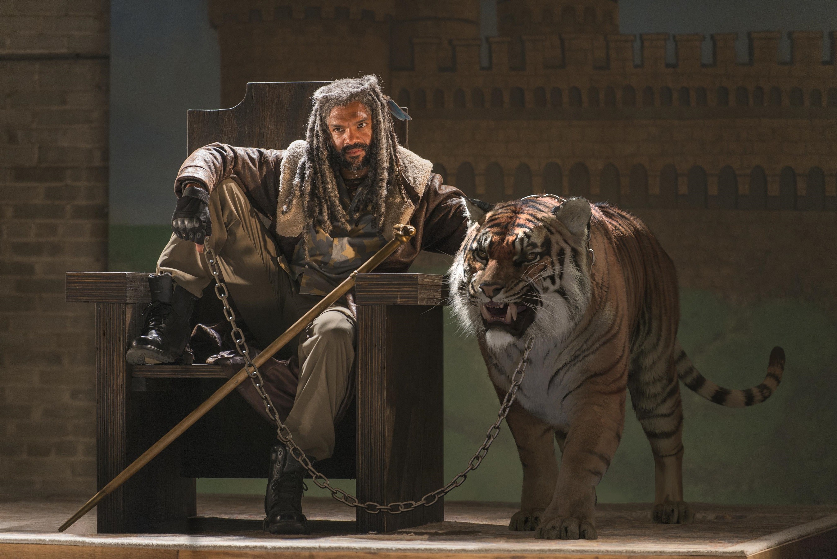 King Ezekiel, Shiva, The Walking Dead, Khary Payton, Tiger, Throne, 2K PC wallpaper