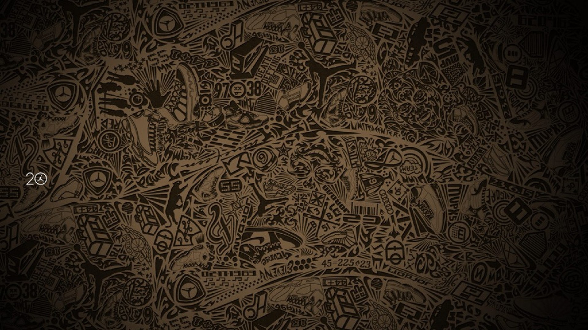 Air Jordan, Doodle pattern, Brown, 16:9 Full HD, widescreen wallpaper