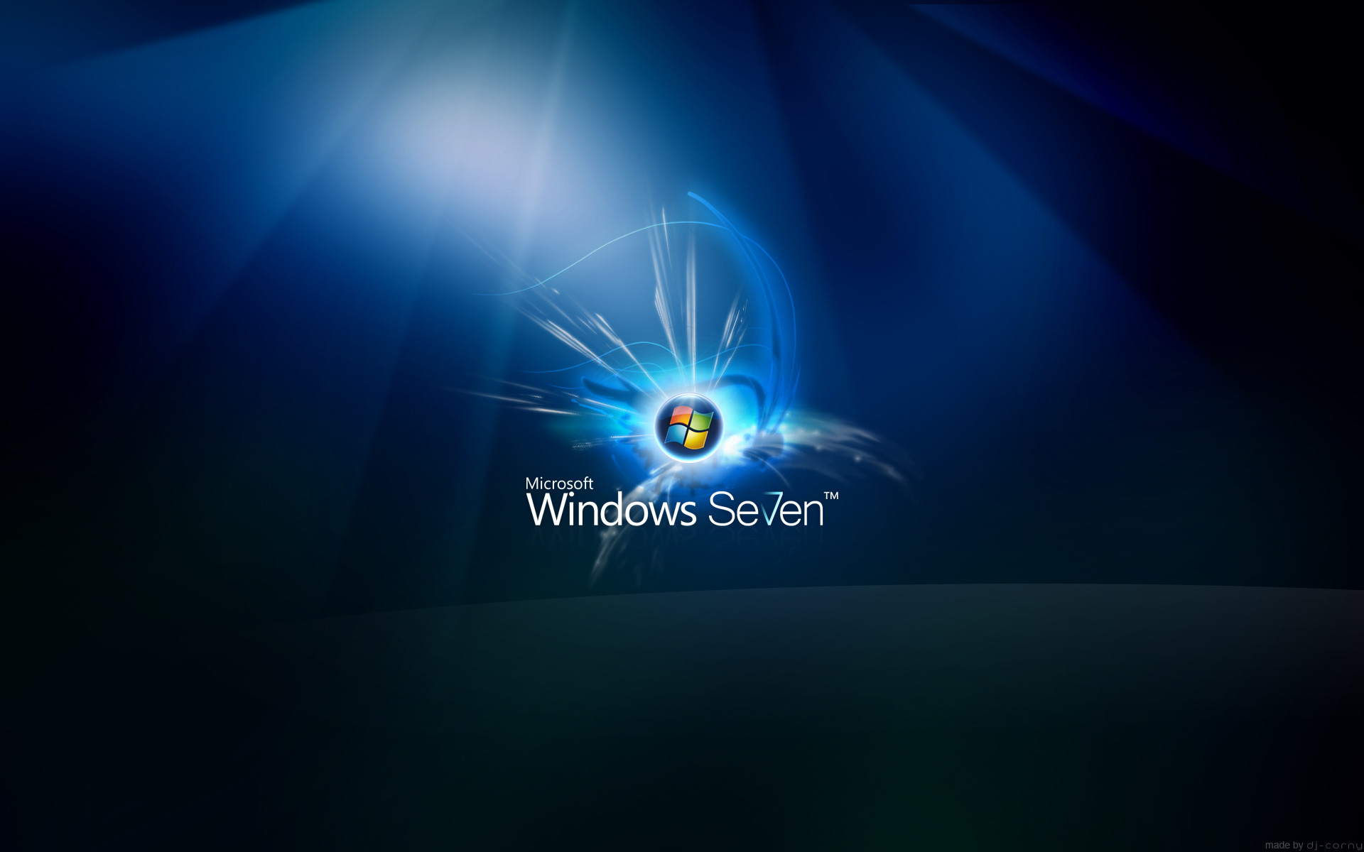 Windows 7, Windows logo, Microsoft, Abstract, Blue background, Glow, Full HD PC wallpaper