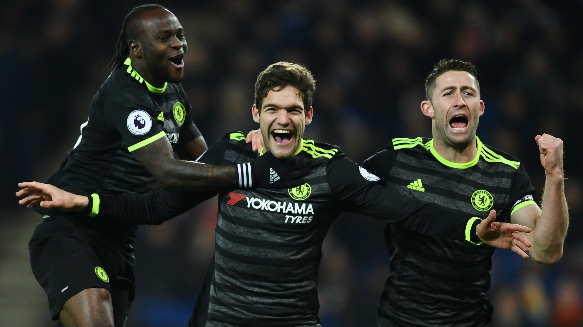 Victor Moses, Marcos Alonso, Gary Cahill, Chelsea F.C., Third kit, Windows 11 wallpaper