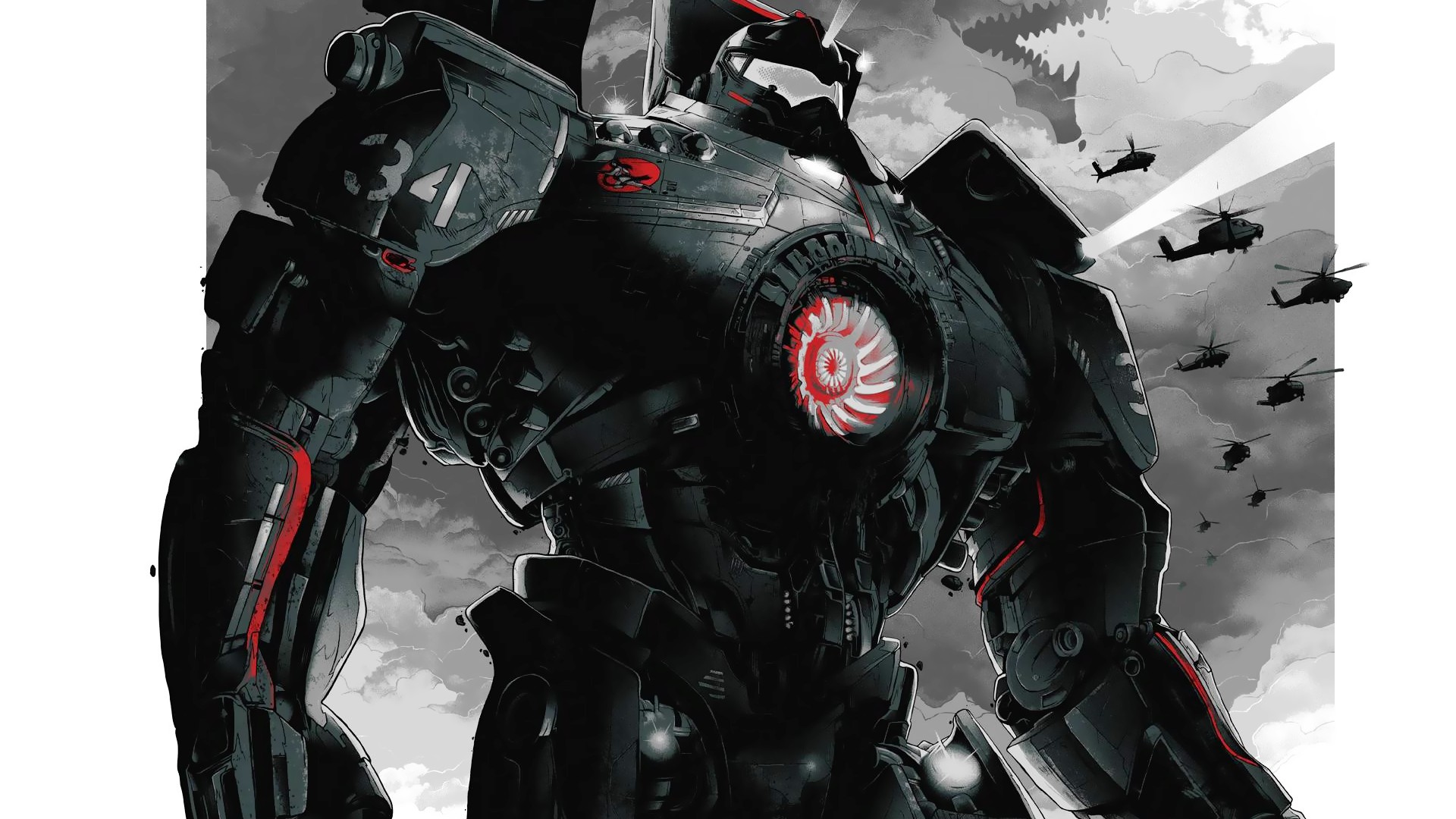 Gipsy Danger, Pacific Rim, Jaeger, Kaiju, Helicopters, 16:9 Full HD, widescreen wallpaper