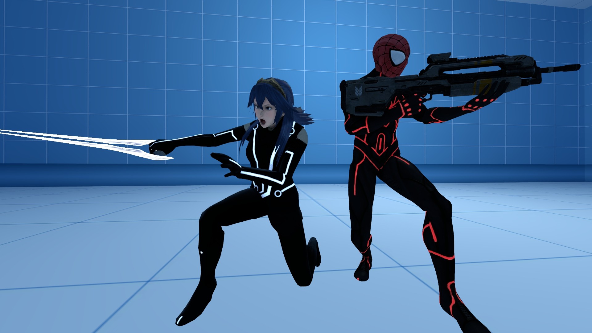 1920x1080 ... kongzillarex619 Lucina and Spider-Man in Tron outfits by kong...