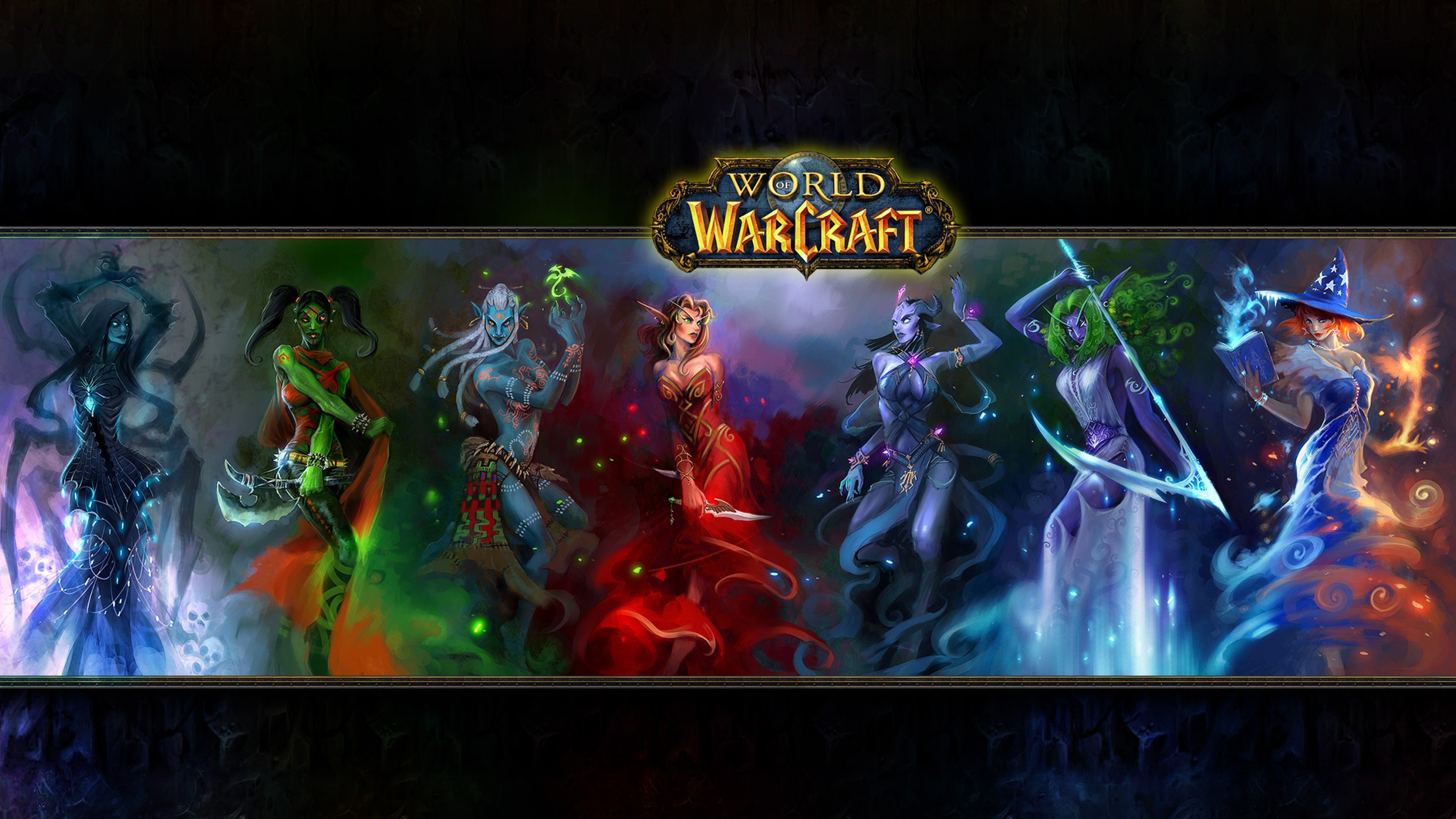 World of Warcraft, Female characters, Logo, Mages, 4K, wallpaper for PC