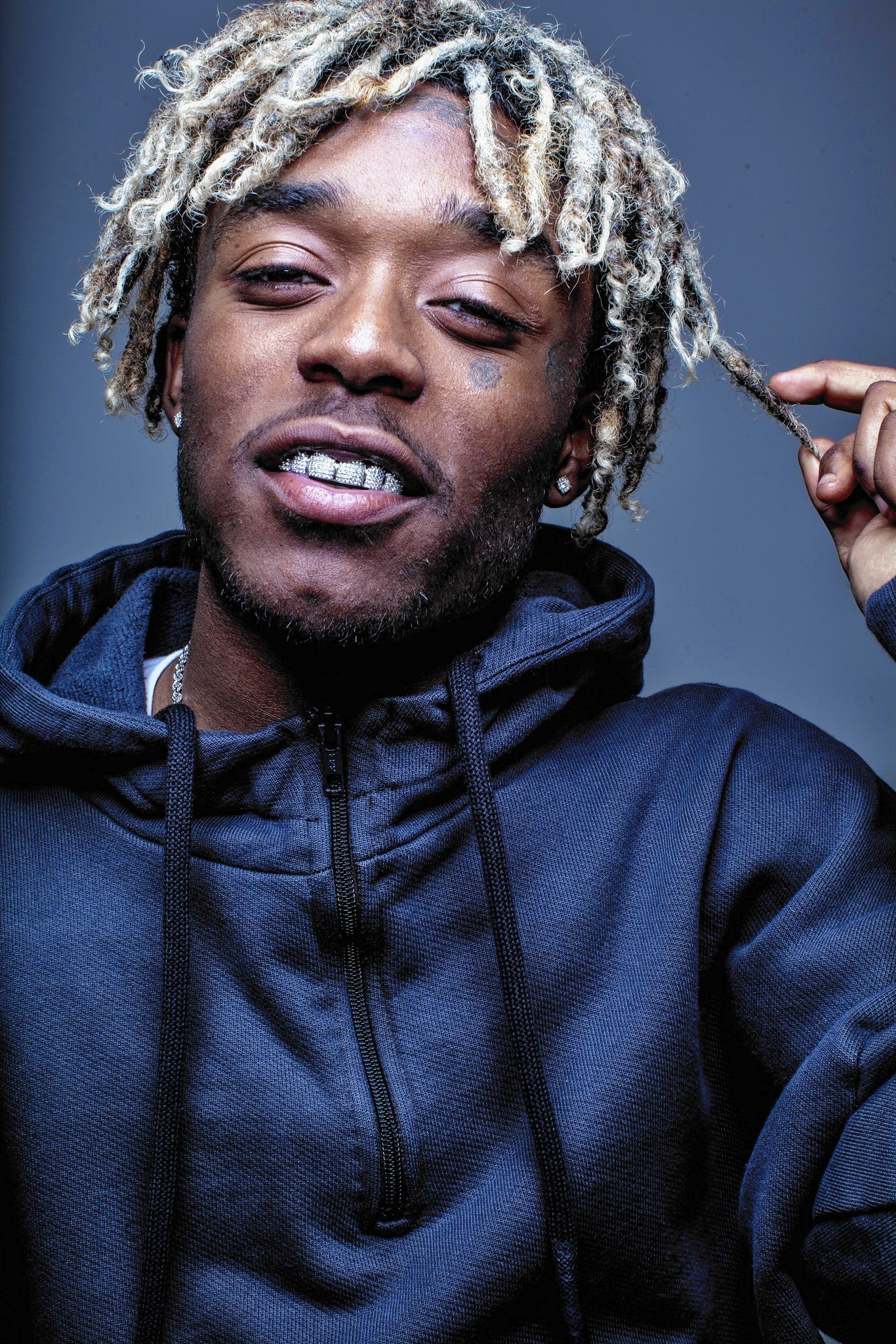 Lil Uzi Vert, Portrait, Dreadlocks, Blue hoodie, Rapper, Full HD, iPad lock screen