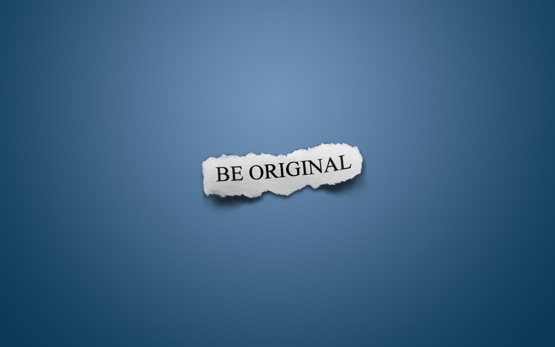 Be Original, Torn paper, Typography, Minimalism, Blue background, Paper scrap, Full HD wallpaper